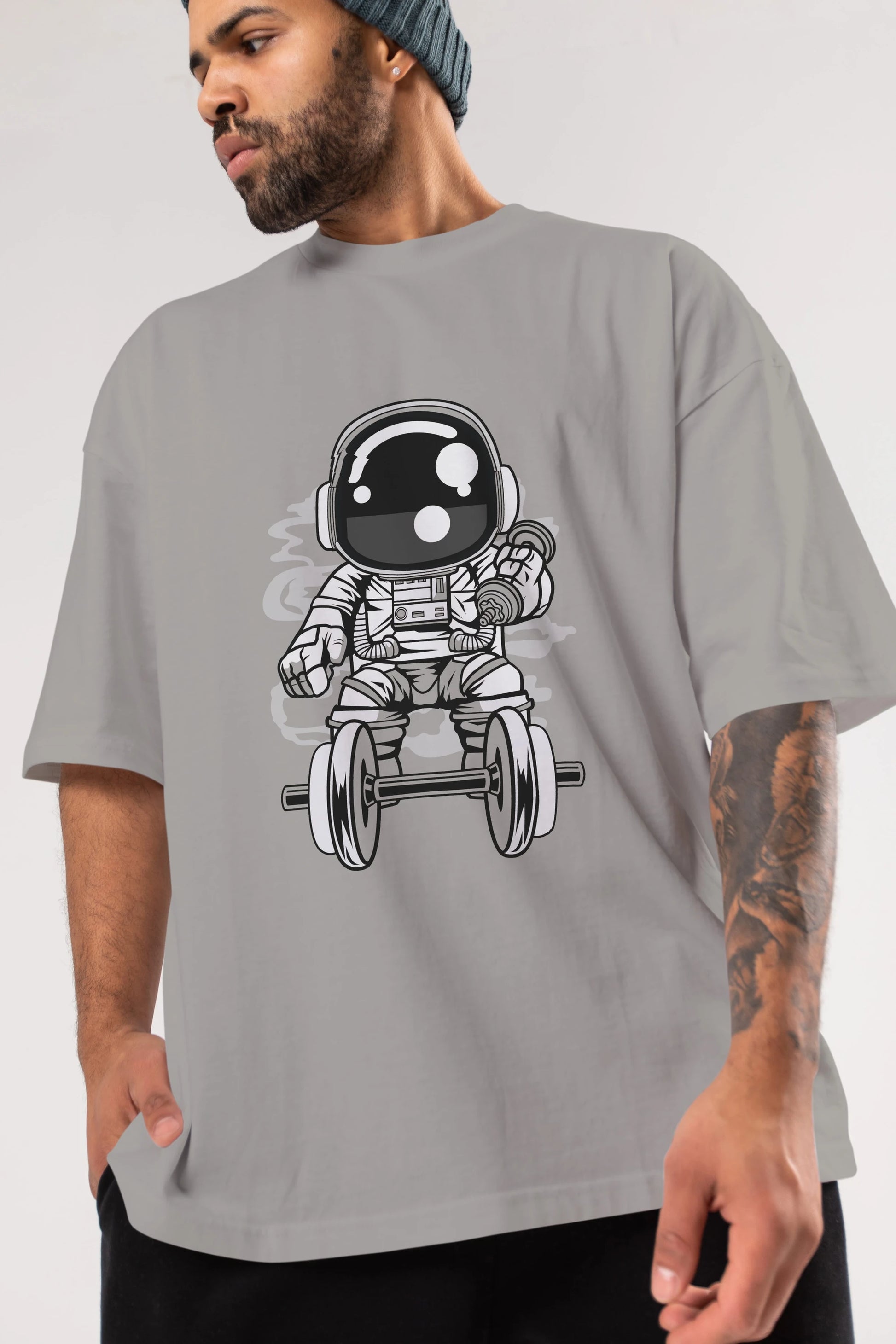 Astronaut Gym Ön Baskılı Oversize t-shirt Erkek Kadın Unisex