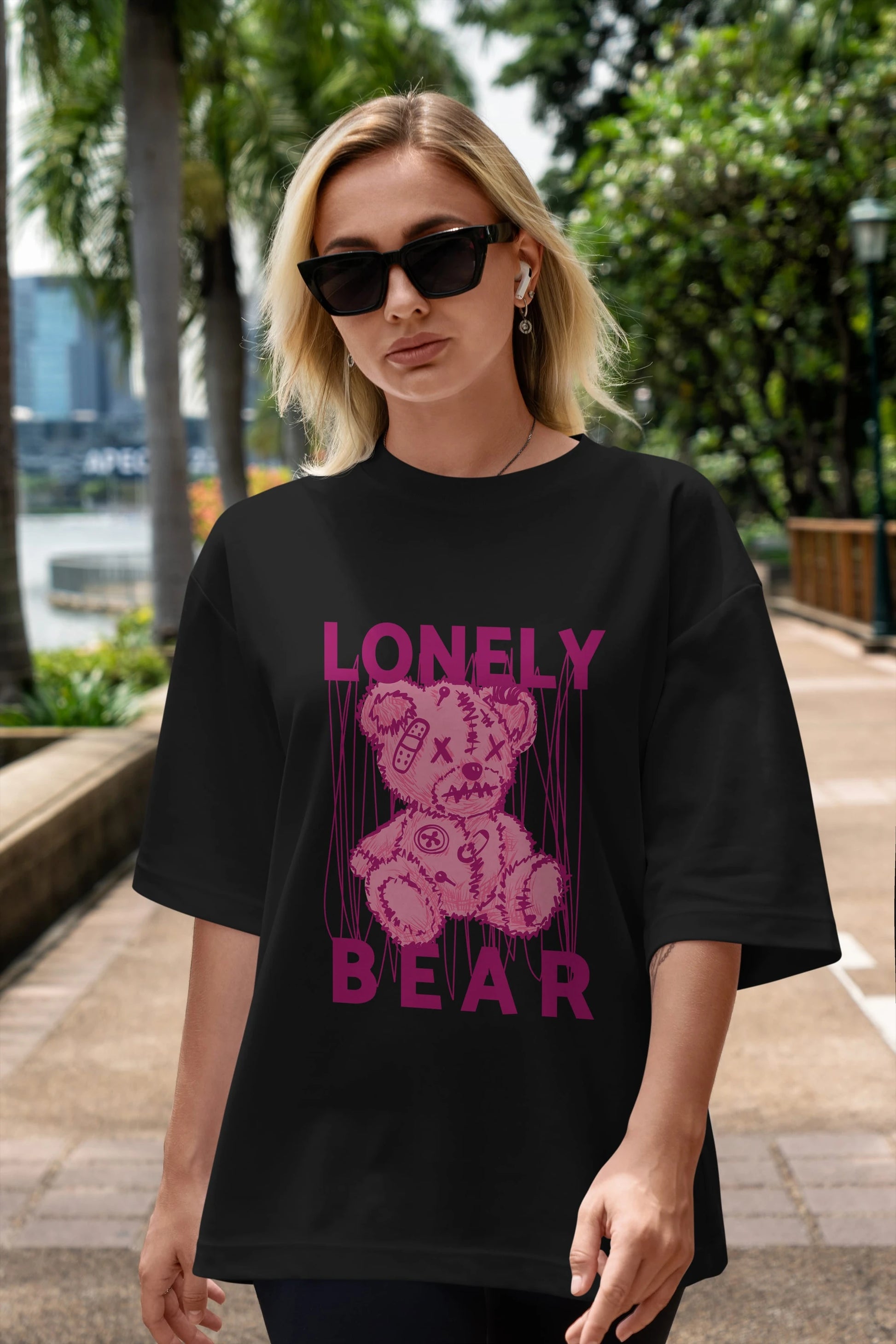 Lonely Bear Ön Baskılı Oversize t-shirt Erkek Kadın Unisex