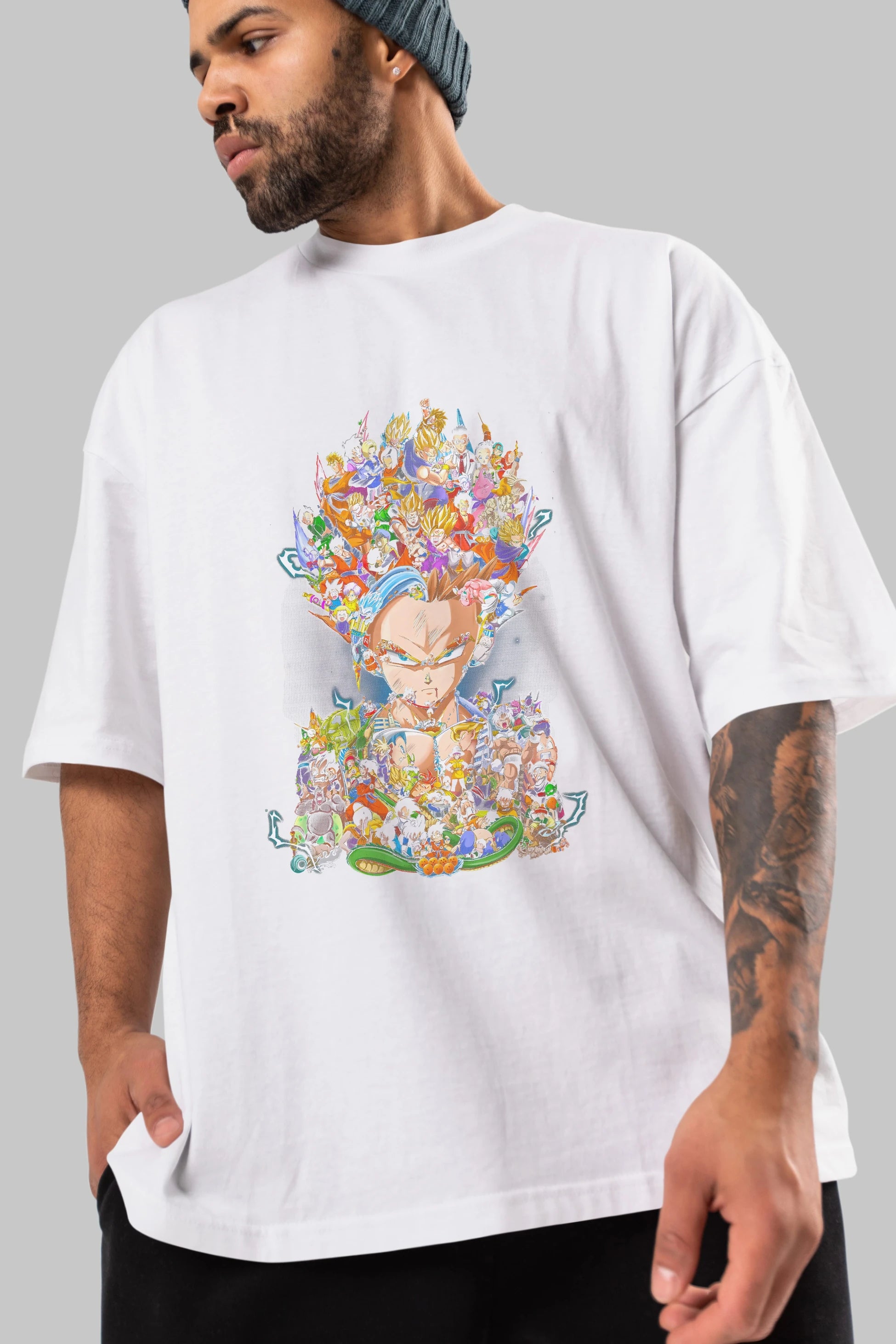DRAGON BALL ART (2) Anime Ön Baskılı Oversize t-shirt %100 pamuk Erkek Kadın Unisex