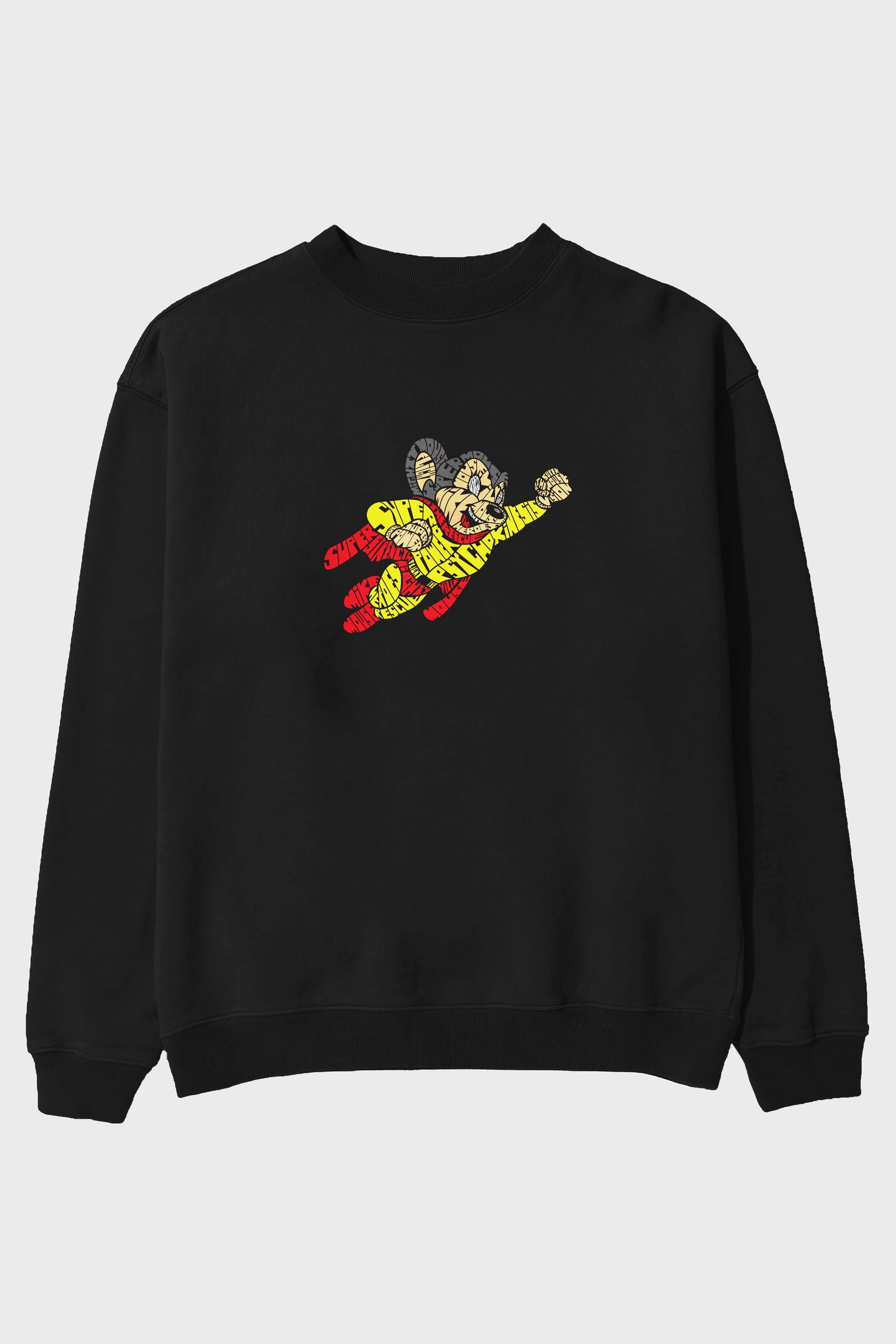 Mighty Mouse Ön Baskılı Oversize Sweatshirt Erkek Kadın Unisex