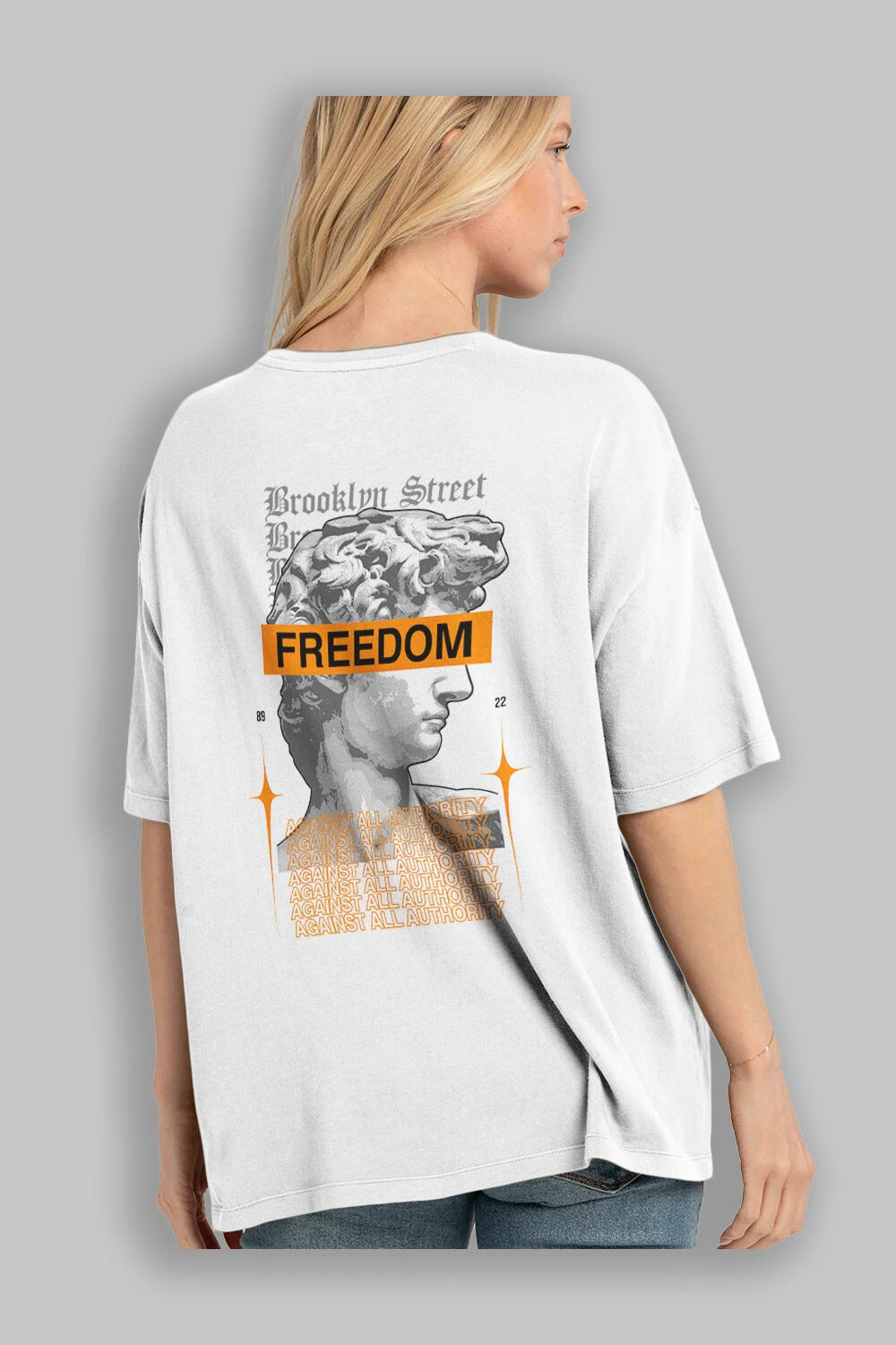 Brooklyn Street Arka Baskılı Oversize t-shirt Erkek Kadın Unisex