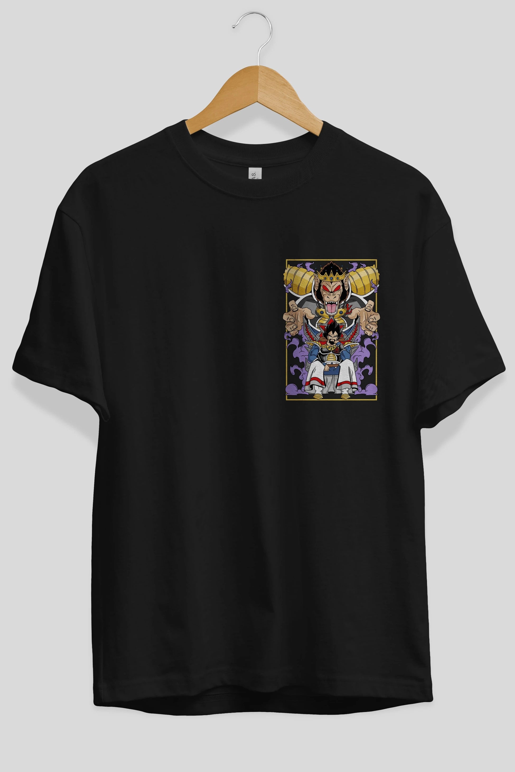 DragonBall ReyVegeta Ön Sol Baskılı Oversize t-shirt Erkek Kadın Unisex %100 Pamuk Bisiklet Yaka tişort