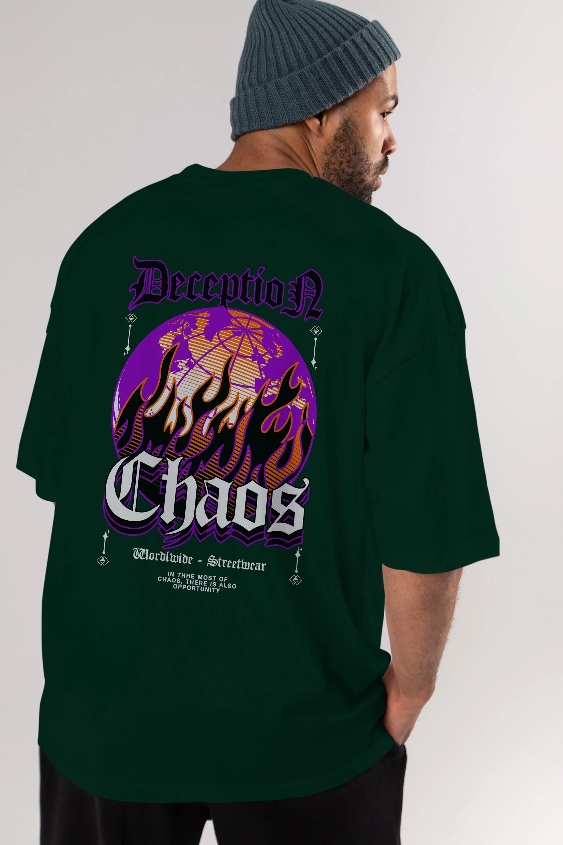 Deception Chaos Arka Baskılı Oversize t-shirt Erkek Kadın Unisex