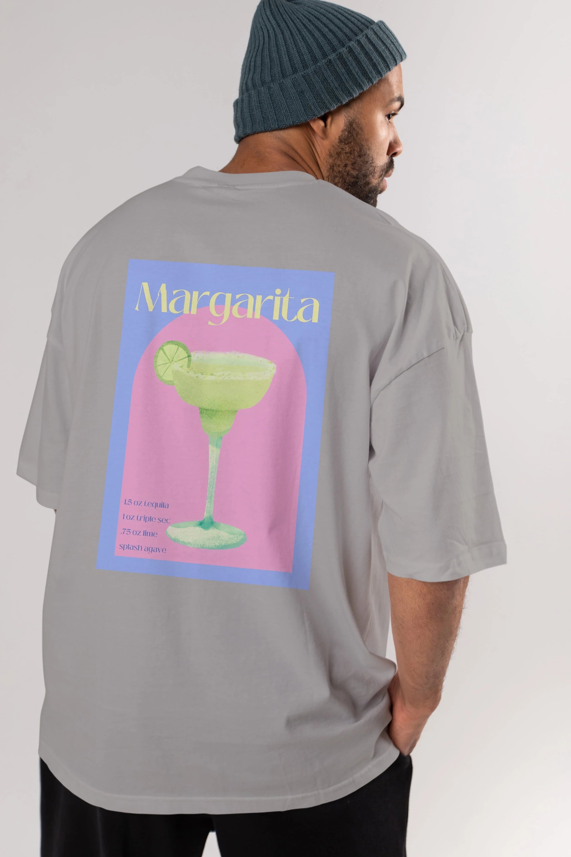 Margarita 6 Arka Baskılı Oversize t-shirt Erkek Kadın Unisex %100 Pamuk Bisiklet Yaka tişort