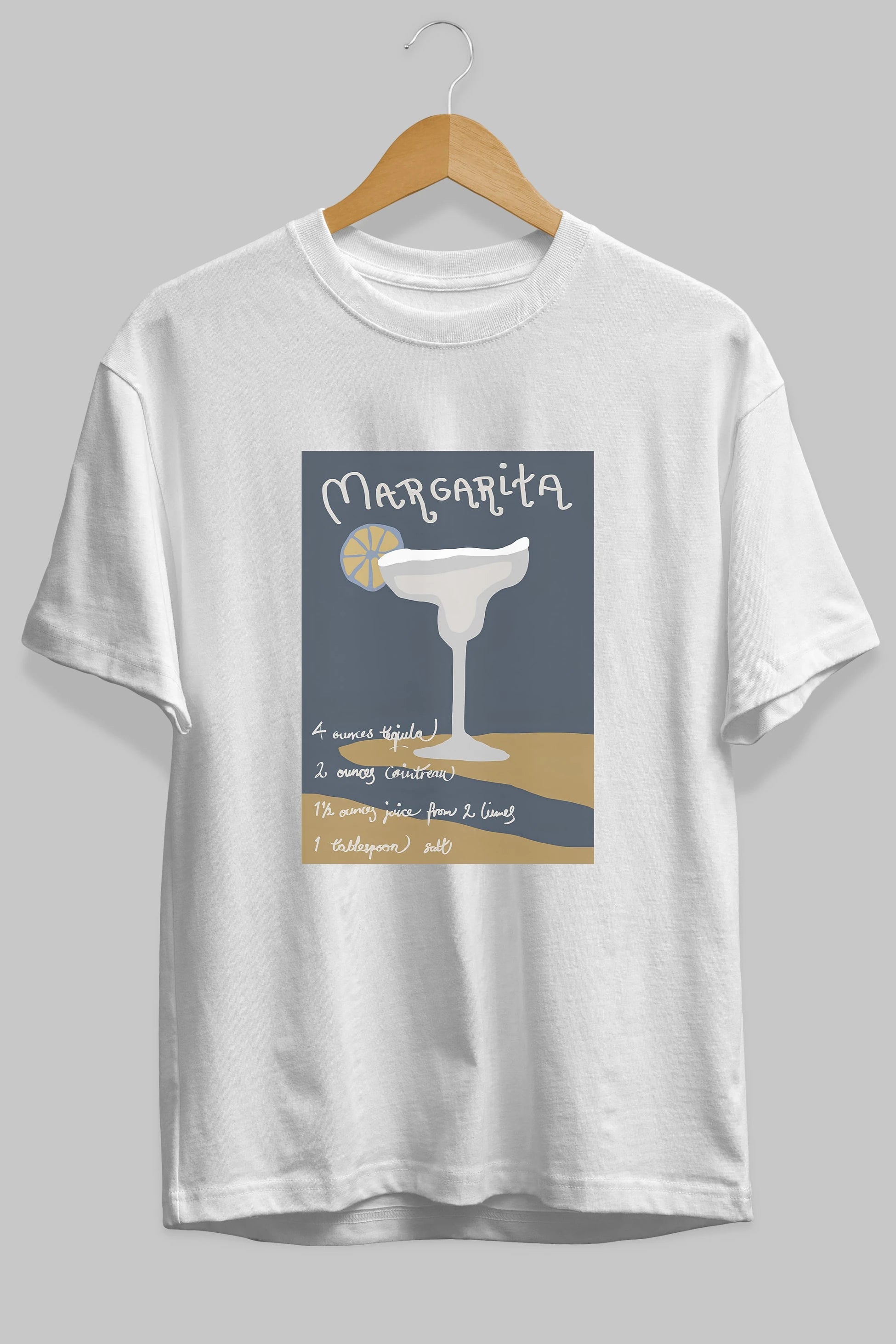 Margarita 2 Ön Baskılı Oversize t-shirt Erkek Kadın Unisex %100 Pamuk Bisiklet Yaka tişort