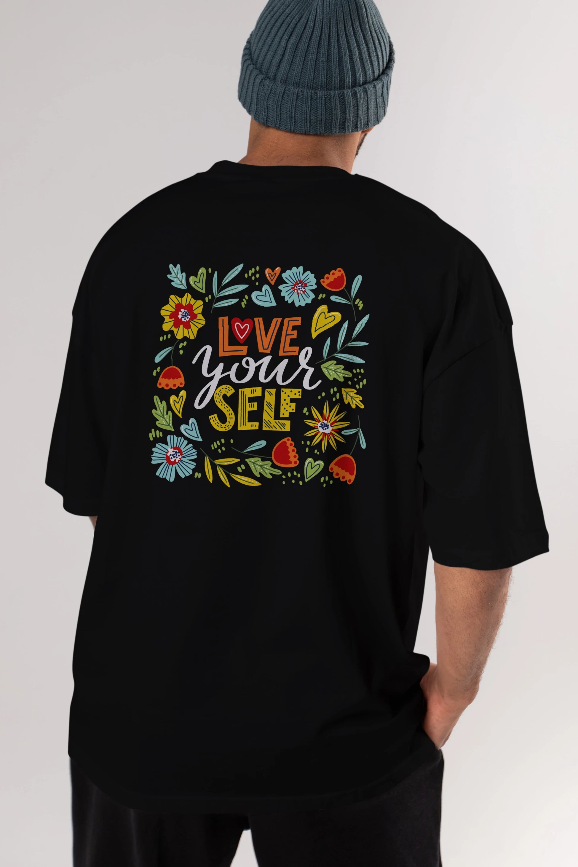 Love Yourself Yazılı Arka Baskılı Oversize t-shirt Erkek Kadın Unisex