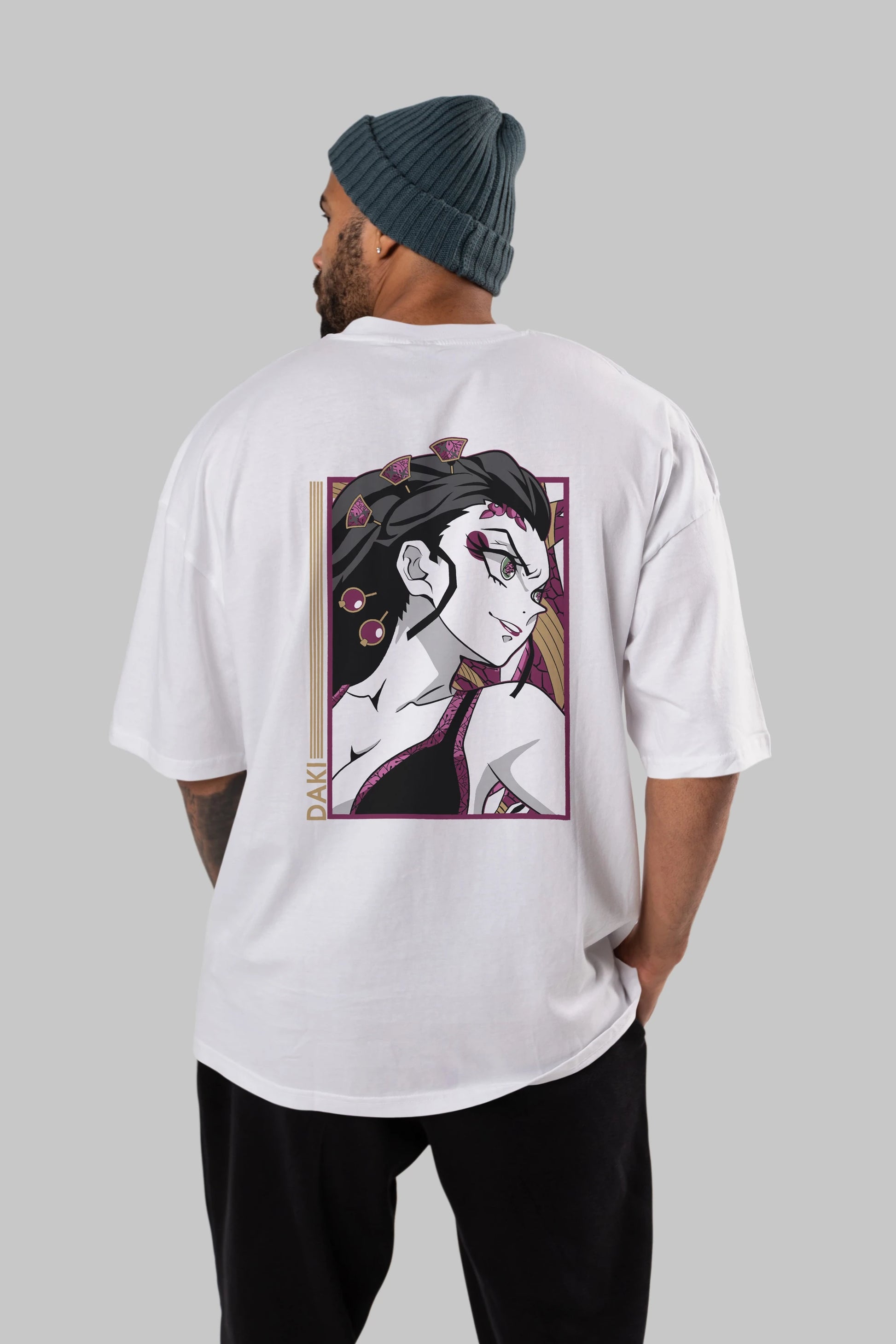 Daki DEMION SLAYER Anime Arka Baskılı Oversize t-shirt Erkek Kadın Unisex