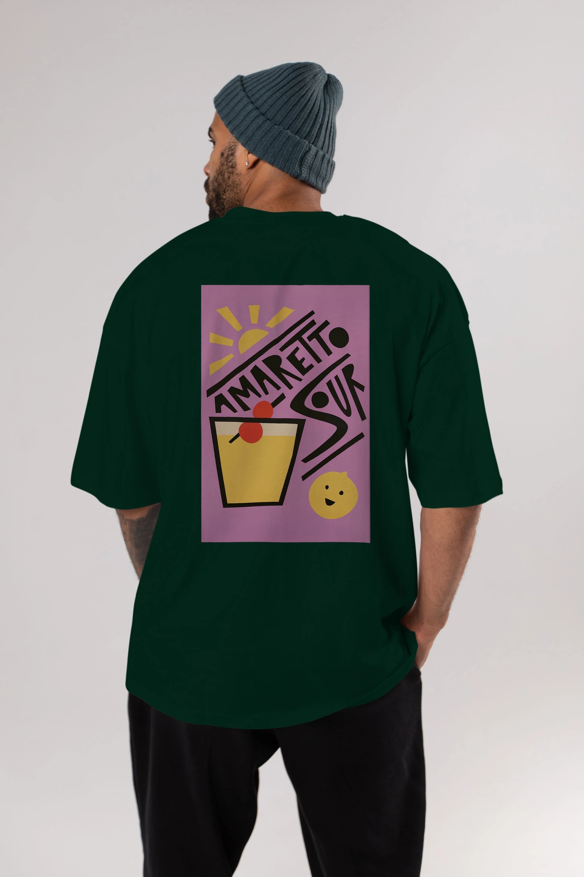 Amaretto Sour Arka Baskılı Oversize t-shirt Erkek Kadın Unisex %100 Pamuk Bisiklet Yaka tişort