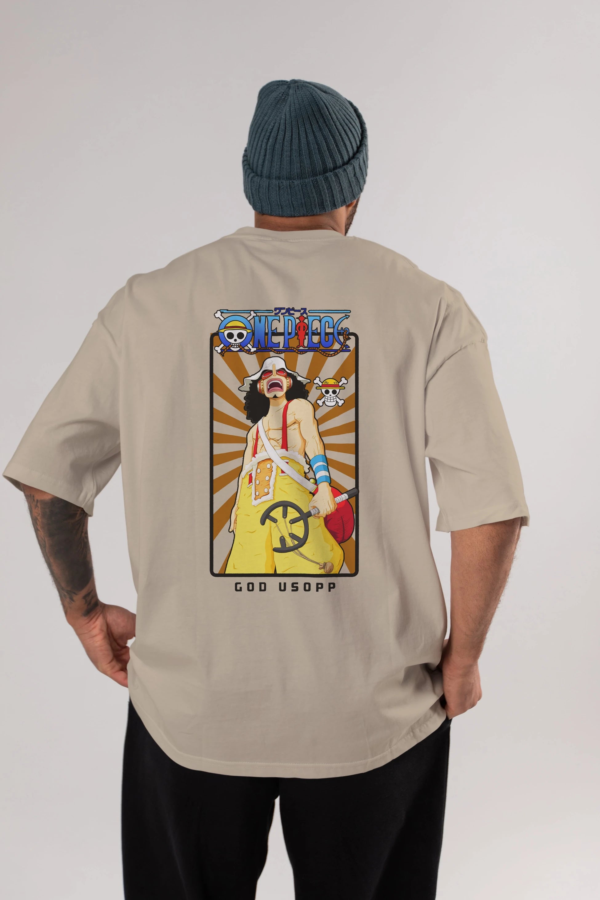 Usopp Anime Arka Baskılı Oversize t-shirt Erkek Kadın Unisex %100 pamuk tişort