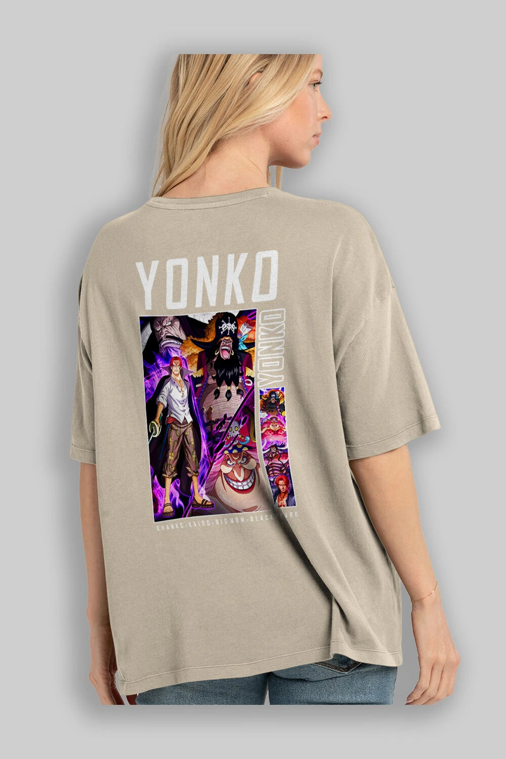 Yonko Anime Arka Baskılı Oversize t-shirt Erkek Kadın Unisex %100 pamuk tişort