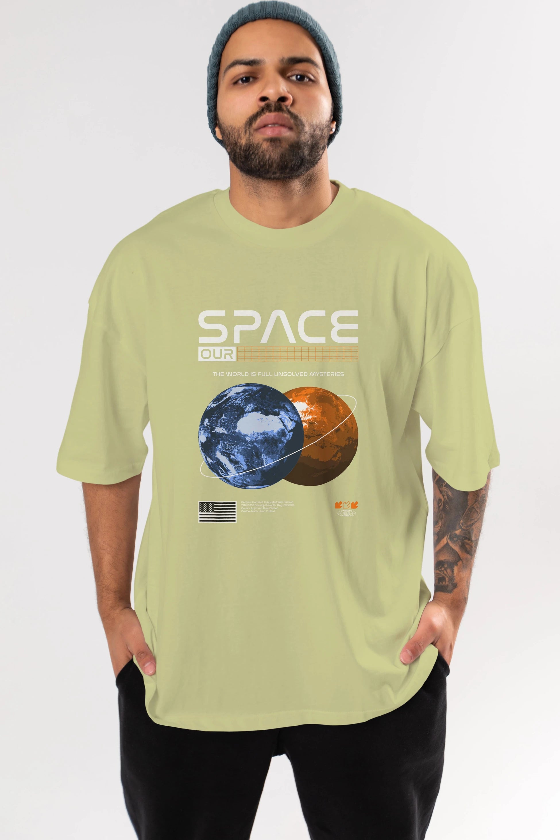 Space Our Ön Baskılı Oversize t-shirt Erkek Kadın Unisex