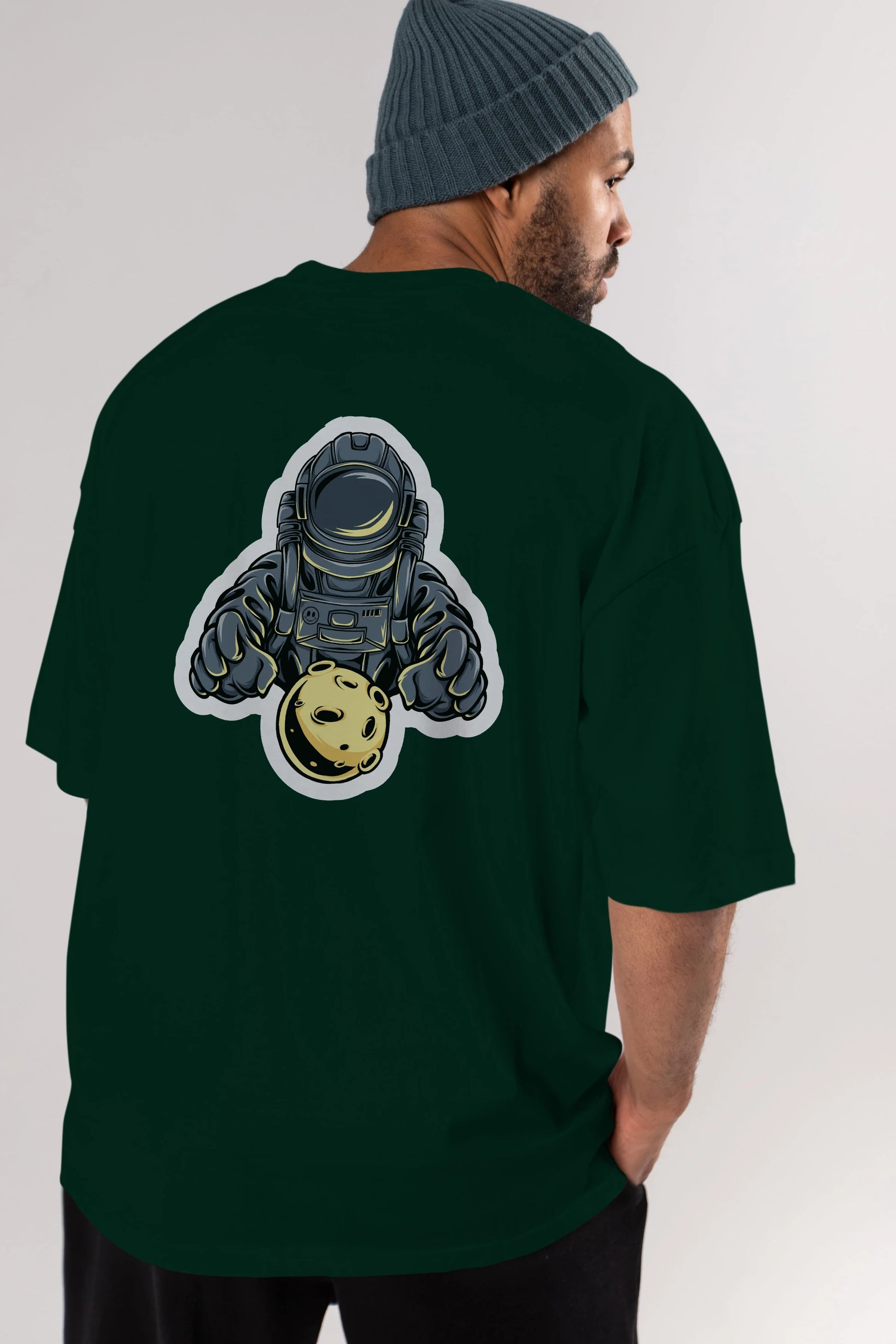 Astromoon sticker Arka Baskılı Oversize t-shirt Erkek Kadın Unisex