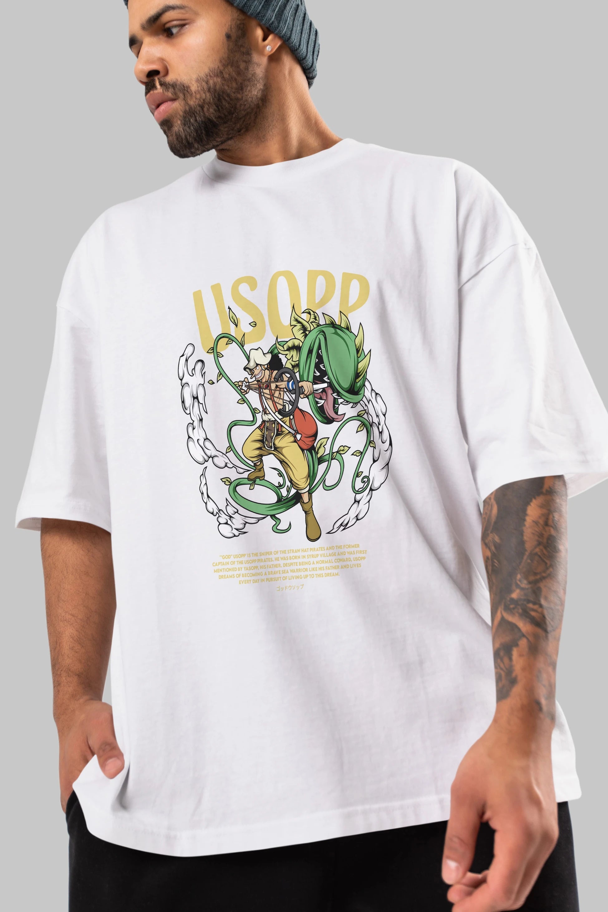 Usopp Anime Ön Baskılı Oversize t-shirt %100 pamuk Erkek Kadın Unisex