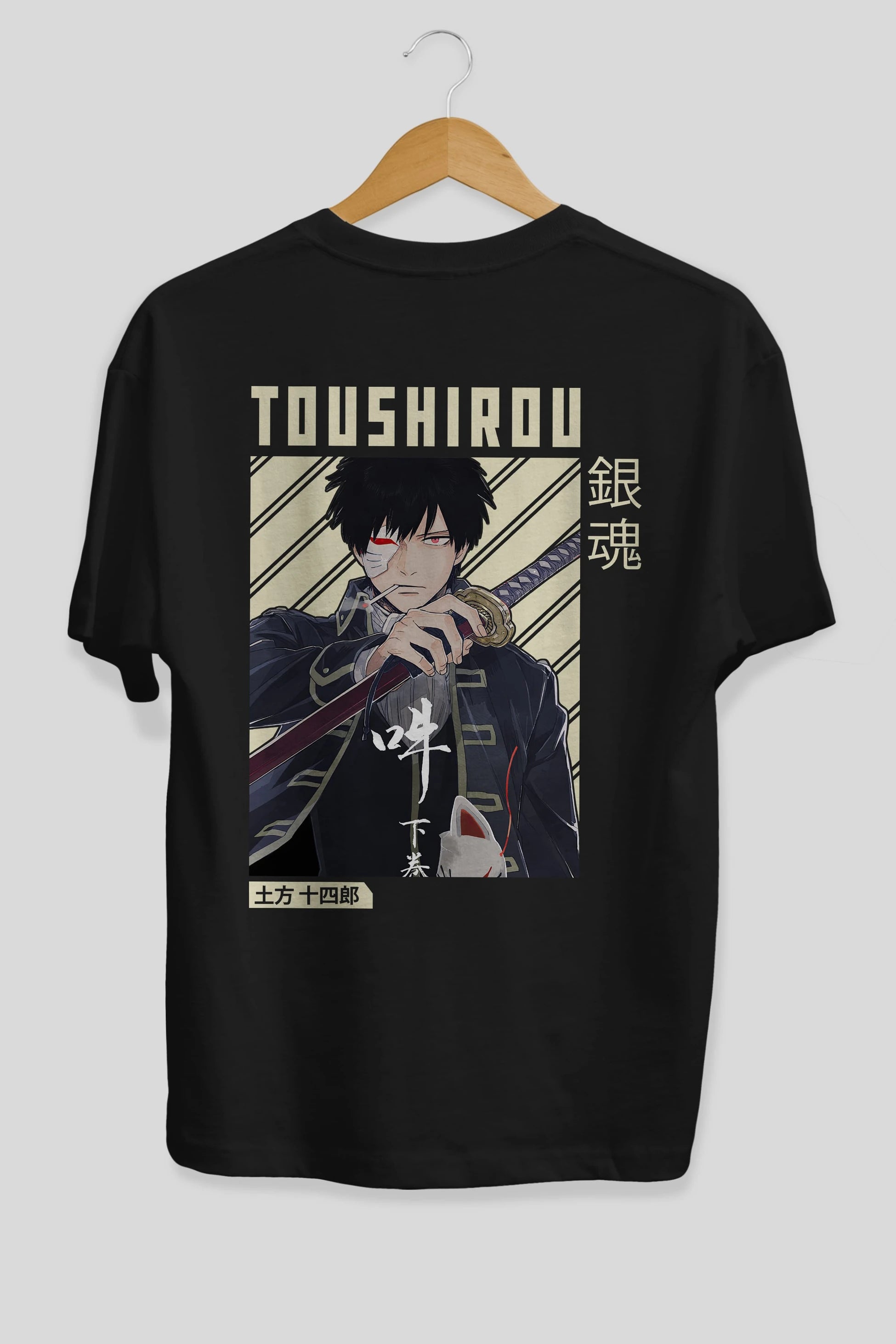 Toushirou Hijikata Anime Arka Baskılı Oversize t-shirt Erkek Kadın Unisex