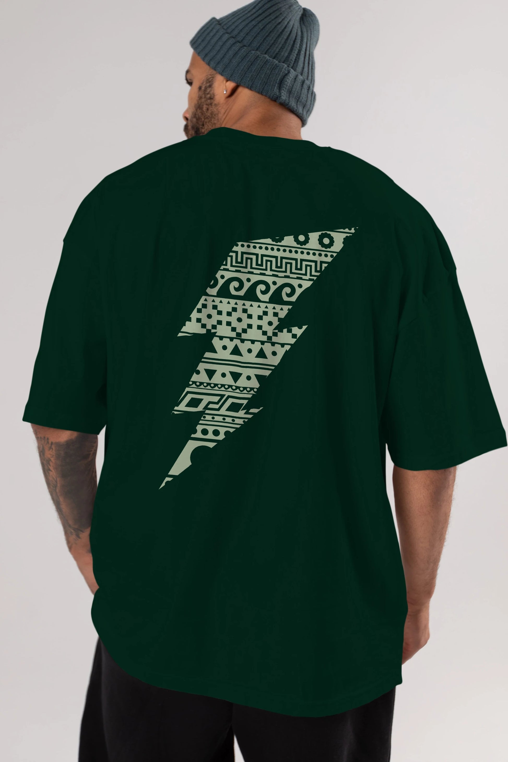 Thunderbolt Arka Baskılı Oversize t-shirt %100 pamuk Erkek Kadın Unisex