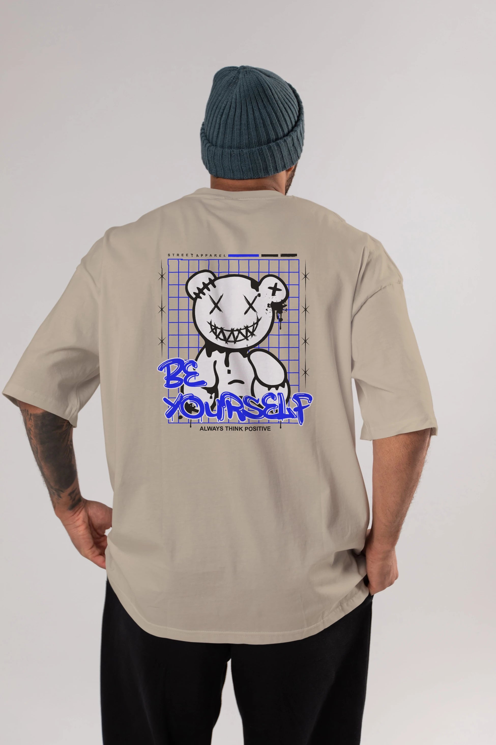 Teddy Bear Be Yourself Arka Baskılı Oversize t-shirt Erkek Kadın Unisex