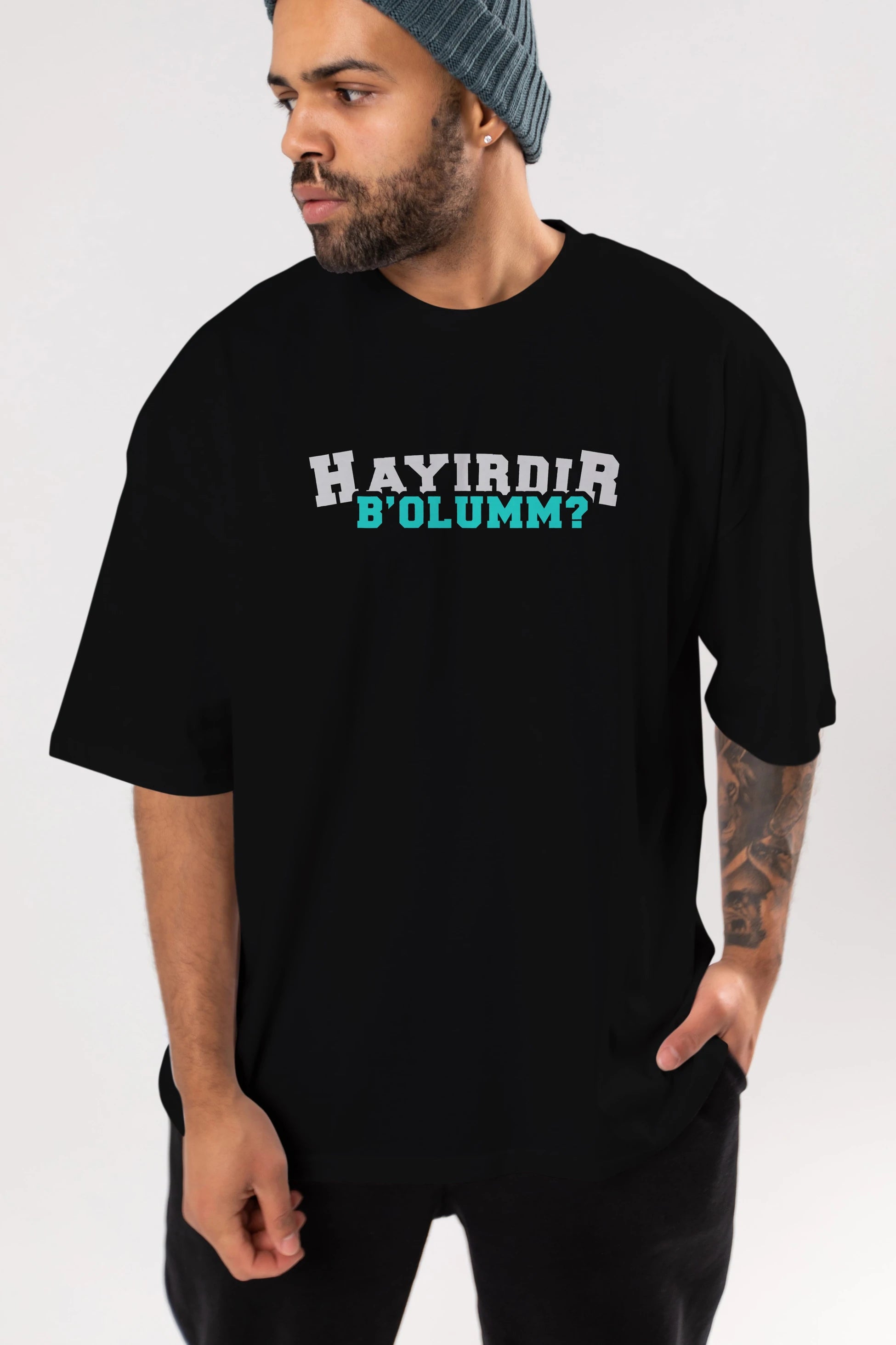 Hayırdır Bolum Ön Baskılı Oversize t-shirt %100 pamuk Erkek Kadın Unisex