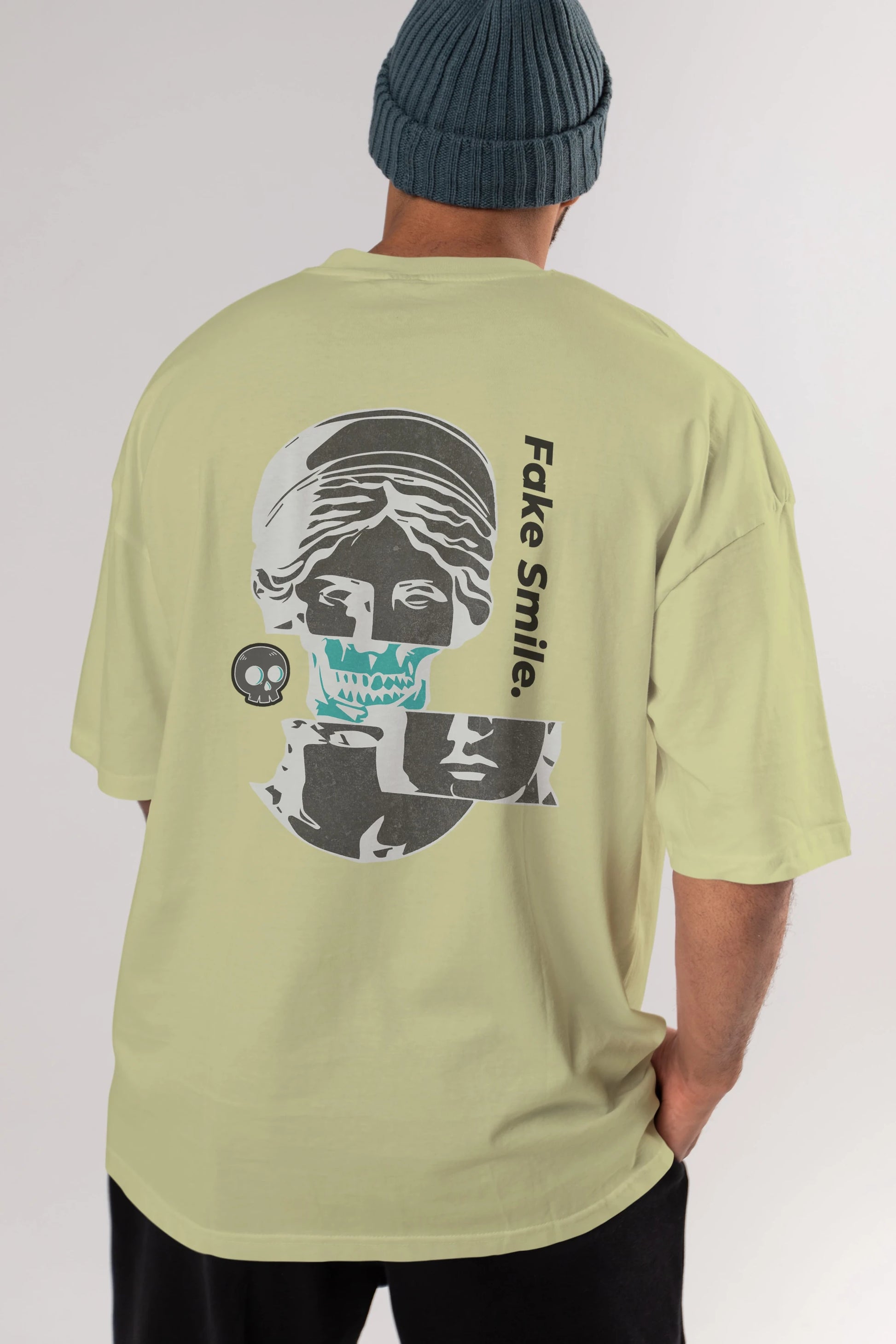 Fake Smile Yazılı Arka Baskılı Oversize t-shirt Erkek Kadın Unisex