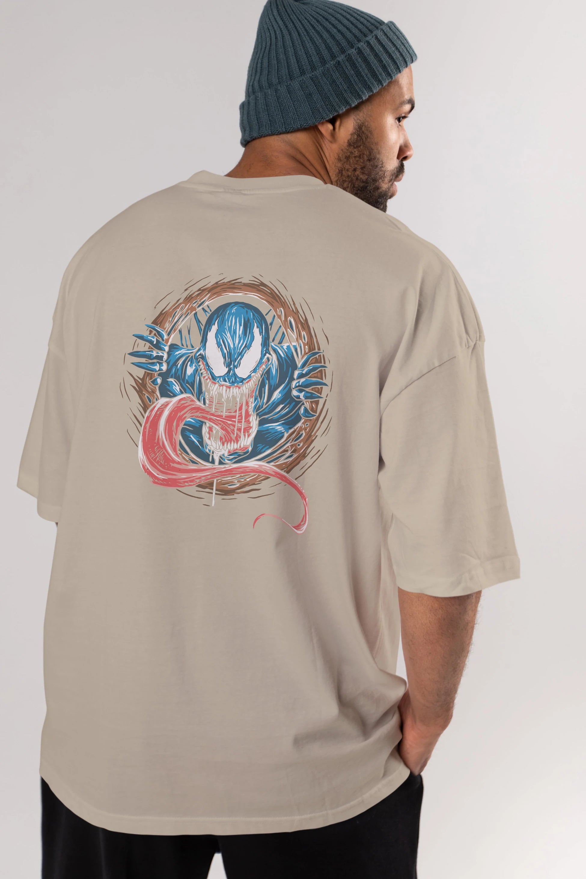 Venom (7) Arka Baskılı Oversize t-shirt Erkek Kadın Unisex %100 Pamuk Bisiklet Yaka tişort