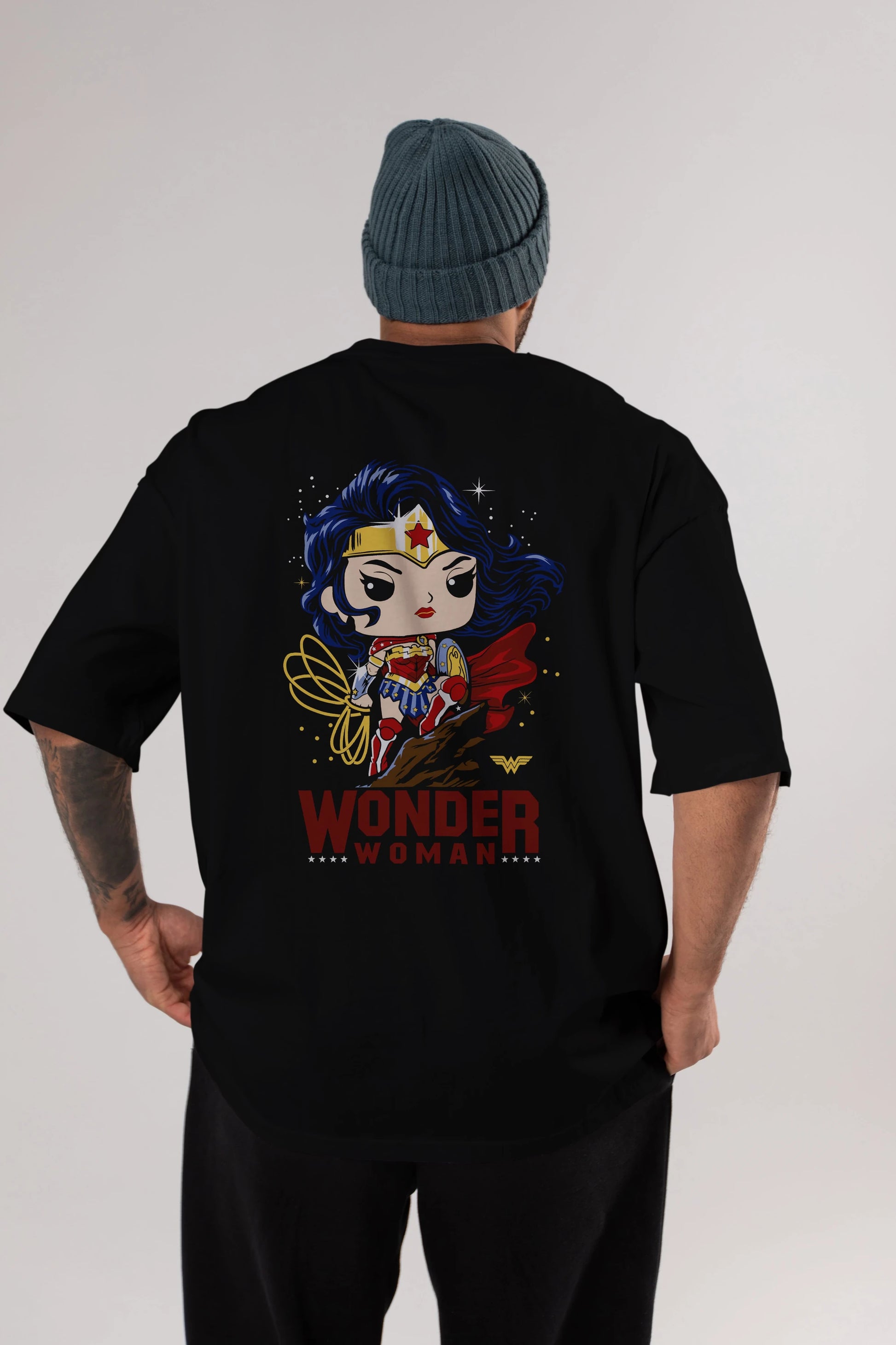 Wonder Woman (2) Arka Baskılı Oversize t-shirt Erkek Kadın Unisex %100 Pamuk Bisiklet Yaka tişort