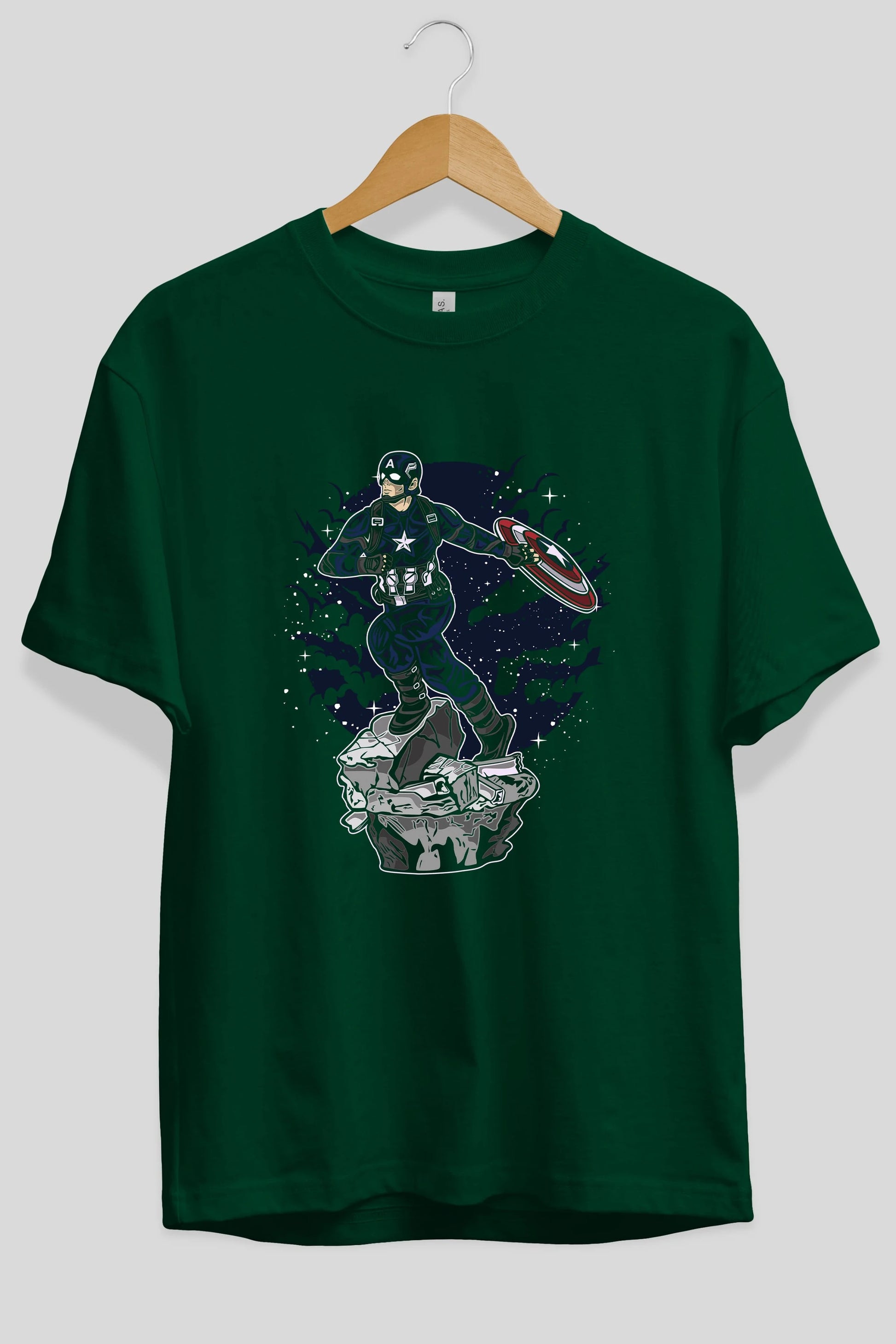 CAPTAIN AMERICA Ön Baskılı Oversize t-shirt Erkek Kadın Unisex %100 Pamuk tişort