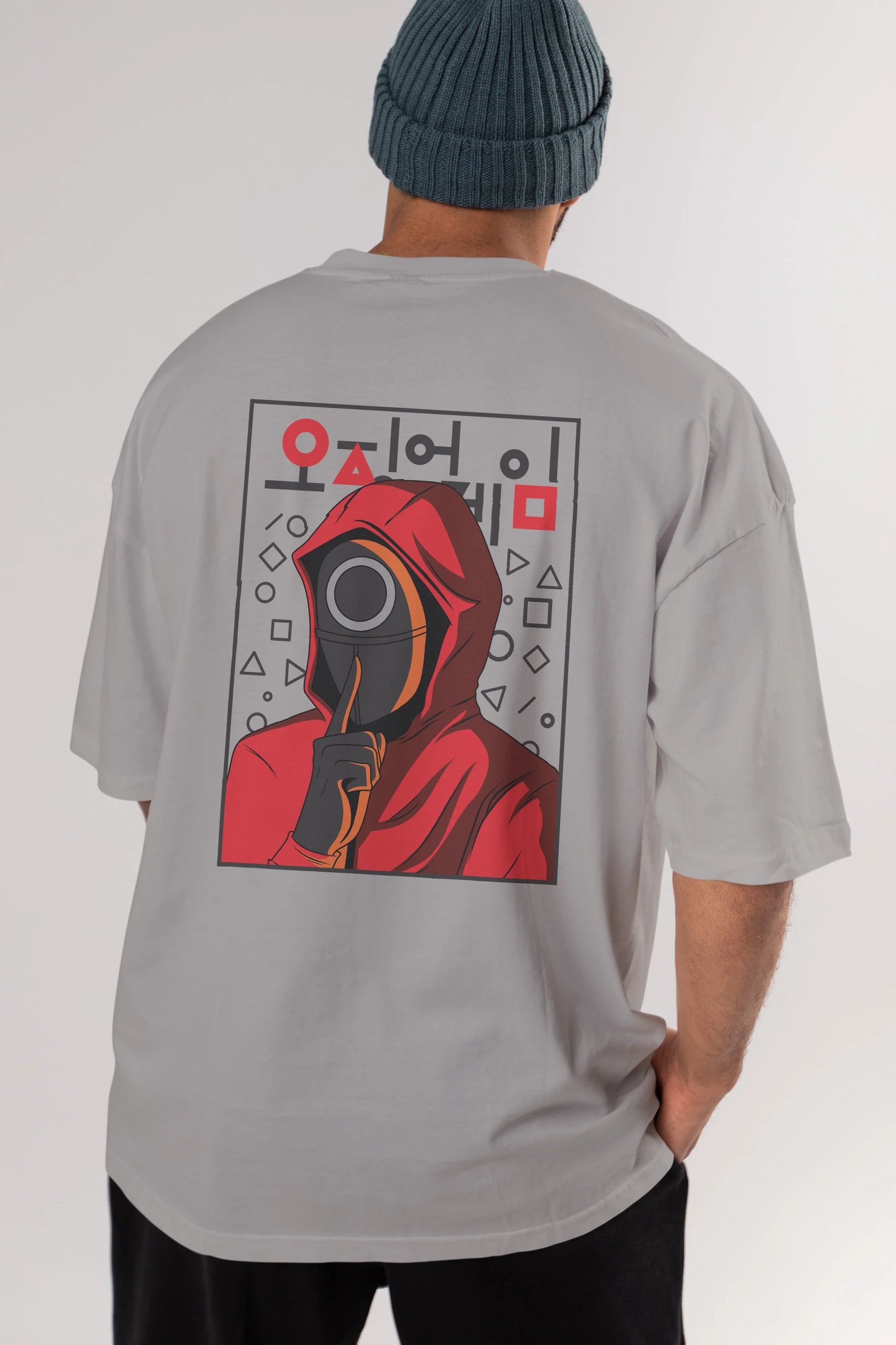 Squid Game (5) Arka Baskılı Oversize t-shirt Erkek Kadın Unisex %100 Pamuk Bisiklet Yaka tişort