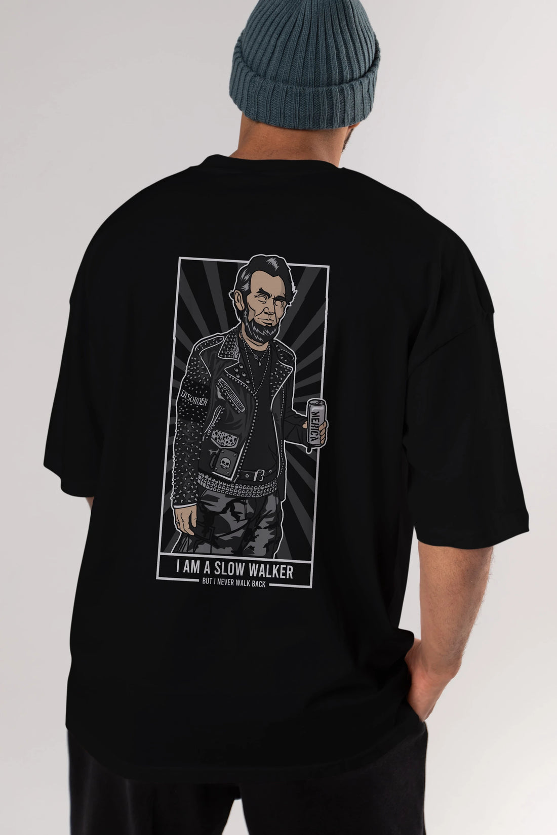 Lincoln Street Punk Arka Baskılı Oversize t-shirt Erkek Kadın Unisex %100 Pamuk tişort