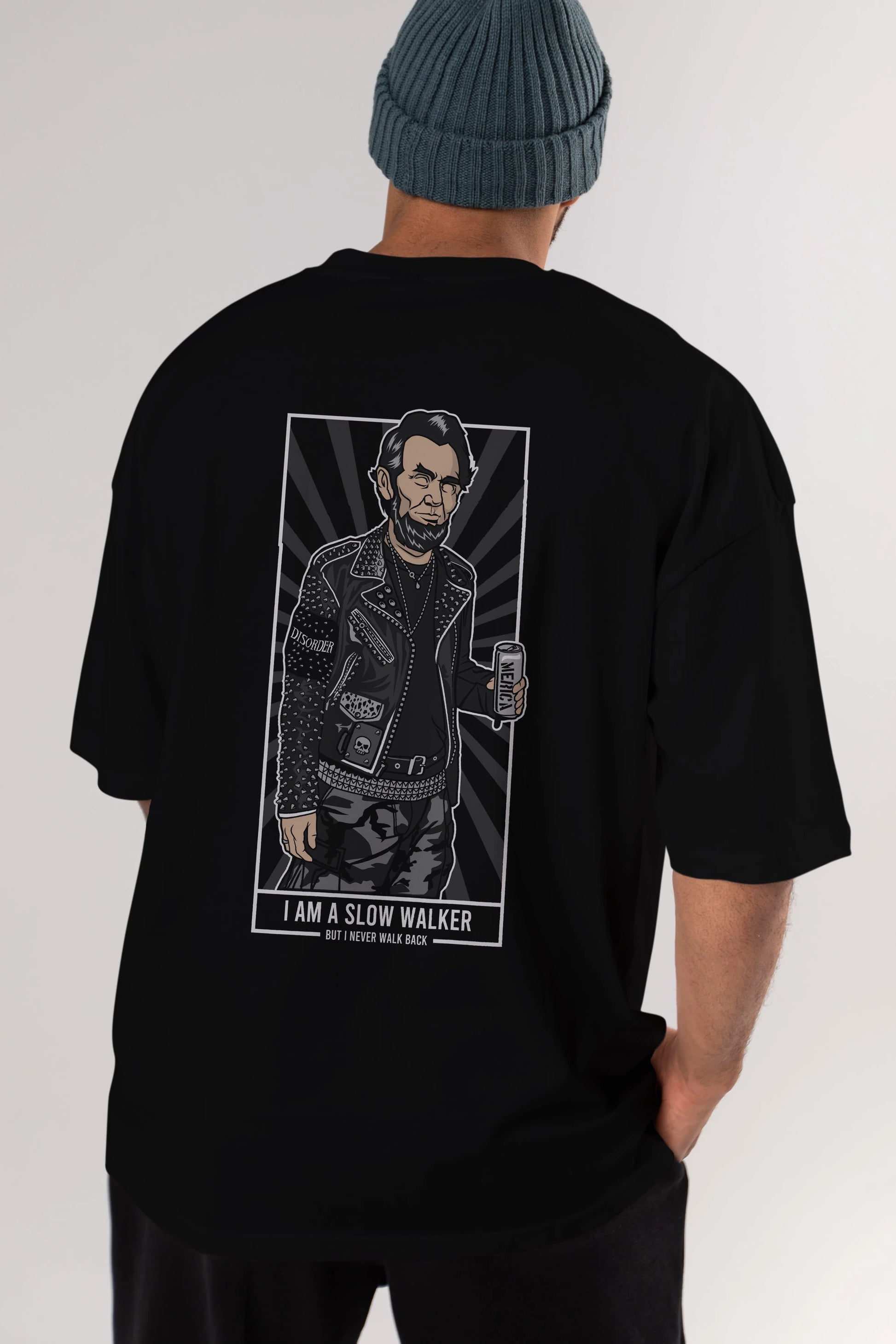 Lincoln Street Punk Arka Baskılı Oversize t-shirt Erkek Kadın Unisex %100 Pamuk tişort