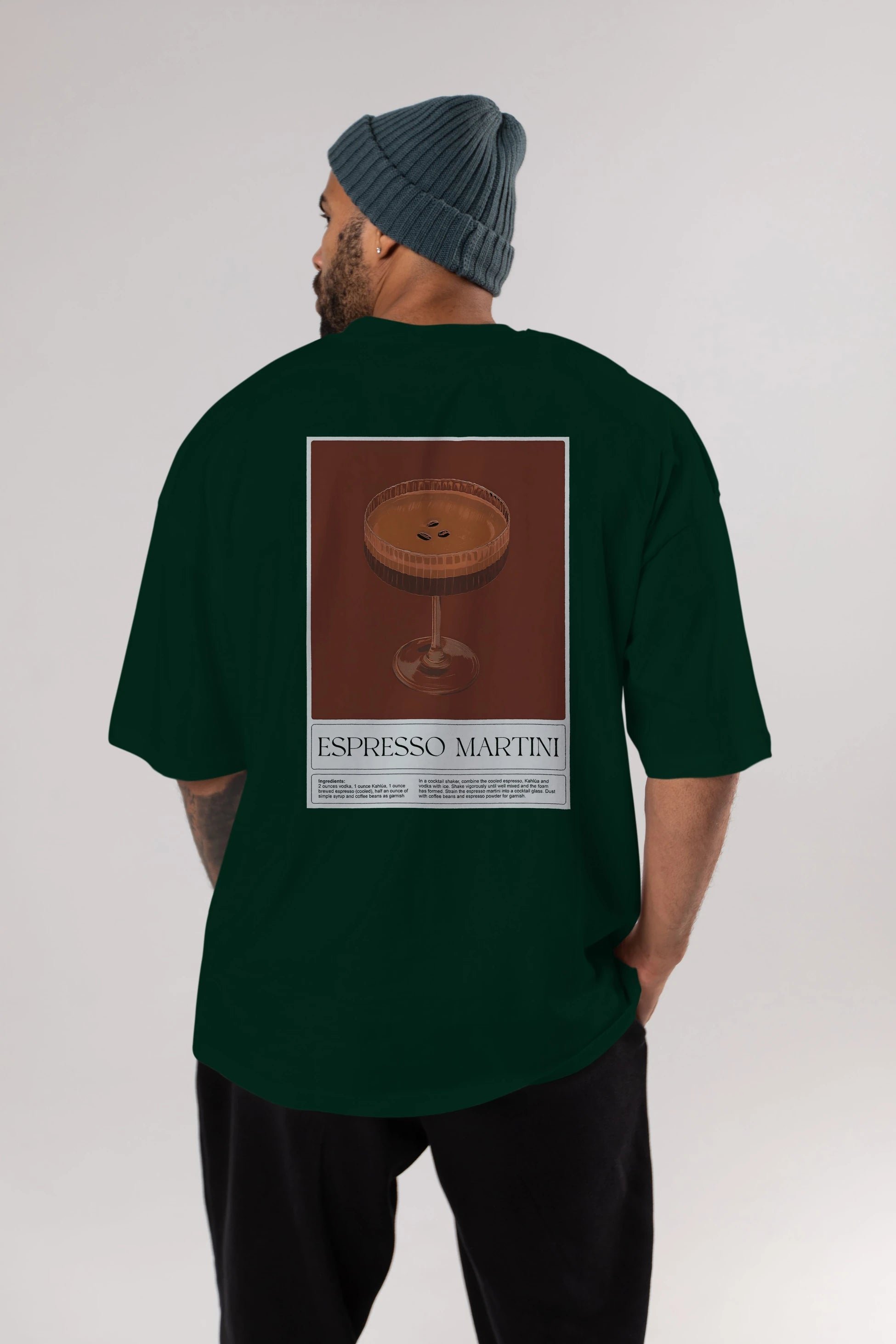 Espresso Martini Arka Baskılı Oversize t-shirt Erkek Kadın Unisex %100 Pamuk Bisiklet Yaka tişort