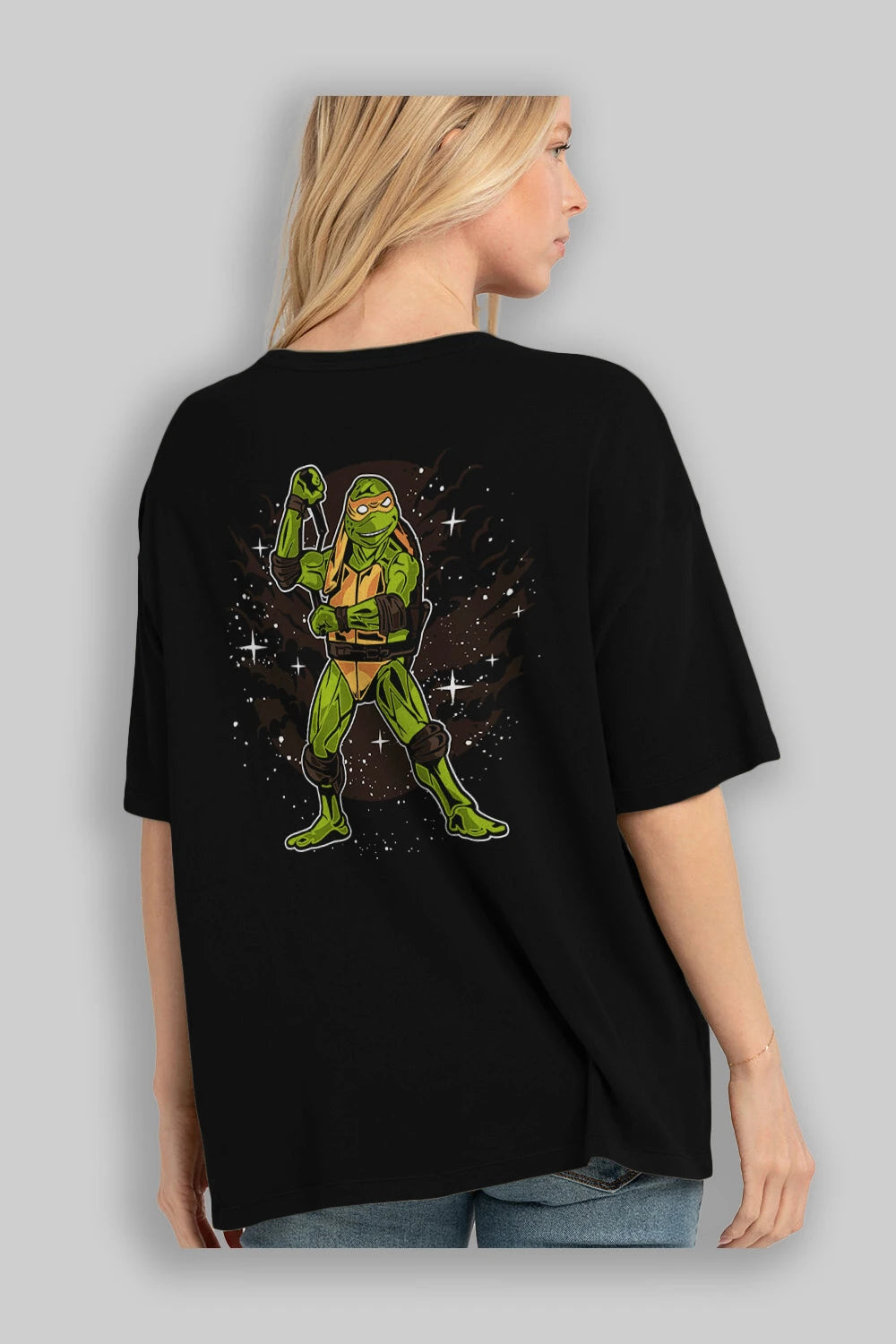 TURTLES Arka Baskılı Oversize t-shirt Erkek Kadın Unisex %100 Pamuk