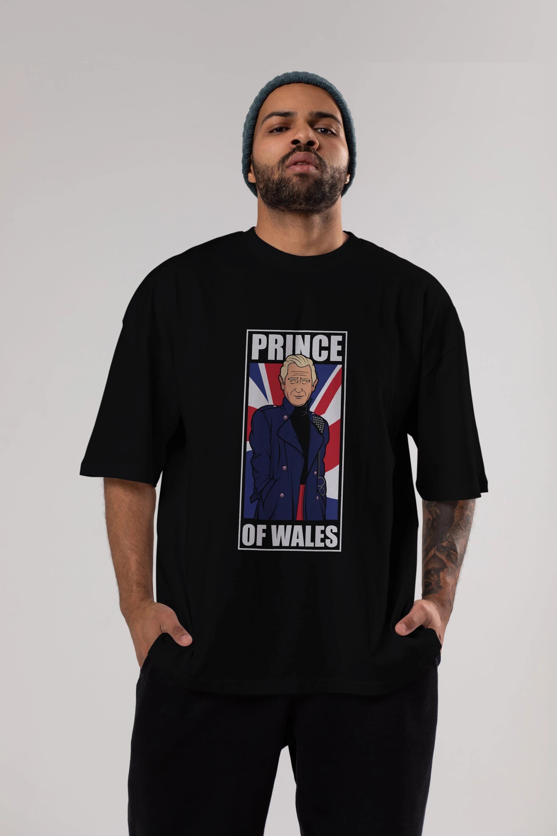 Prince Charles Ön Baskılı Oversize t-shirt Erkek Kadın Unisex %100 Pamuk tişort