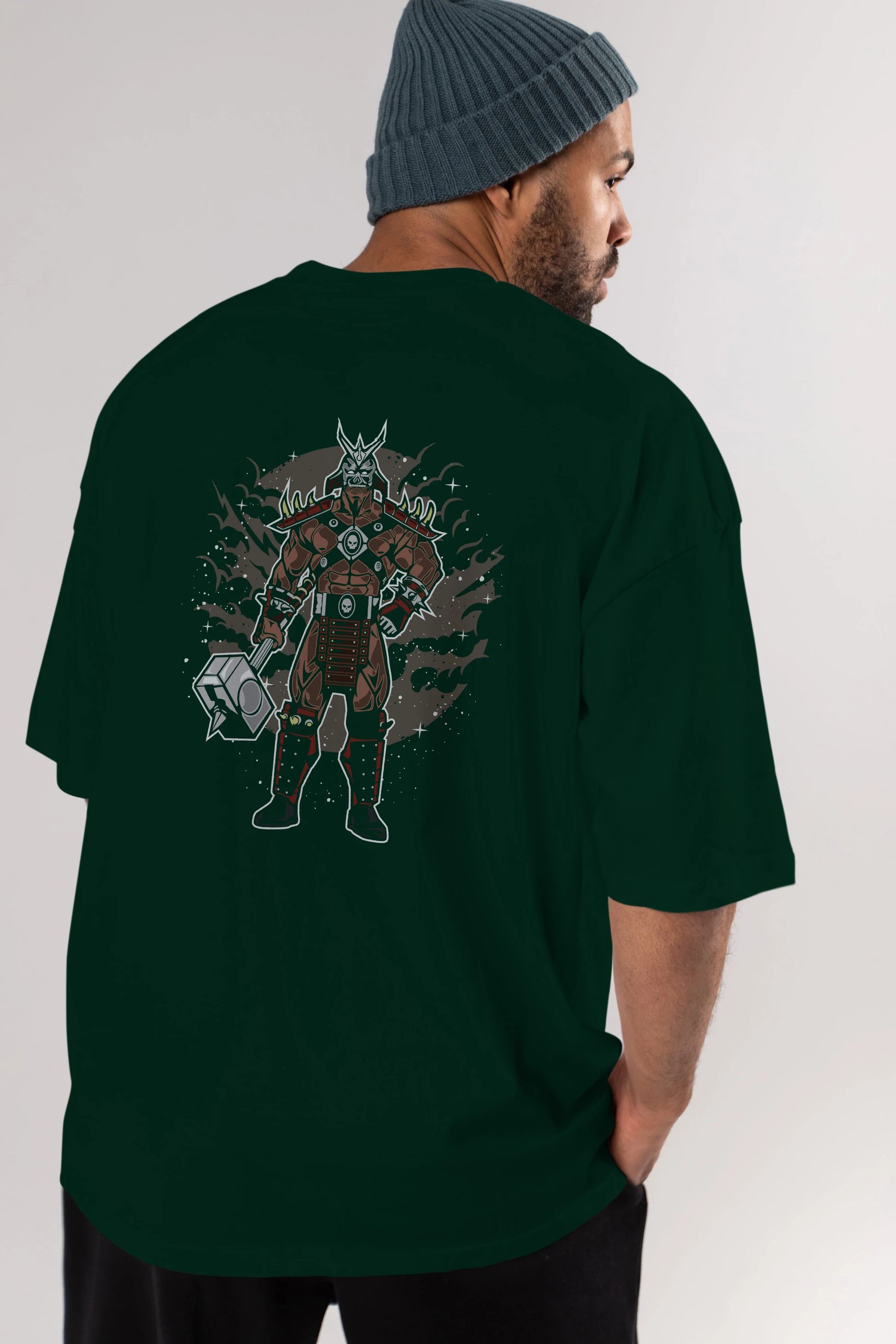 SHOU KHAN Arka Baskılı Oversize t-shirt Erkek Kadın Unisex %100 Pamuk