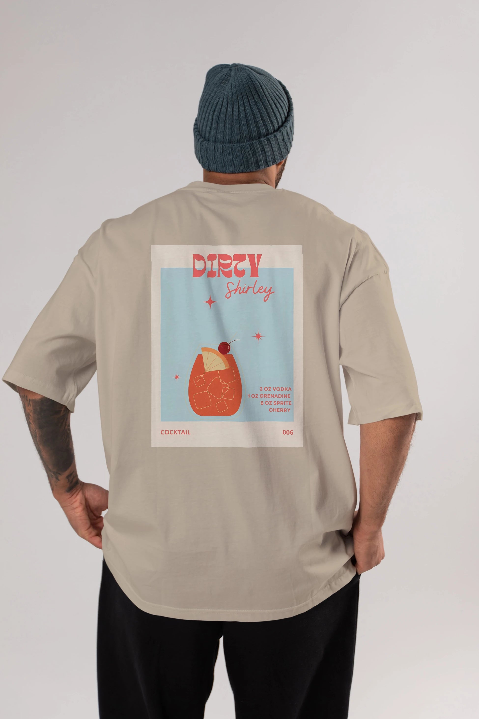 Dirty Shirley Arka Baskılı Oversize t-shirt Erkek Kadın Unisex %100 Pamuk Bisiklet Yaka tişort