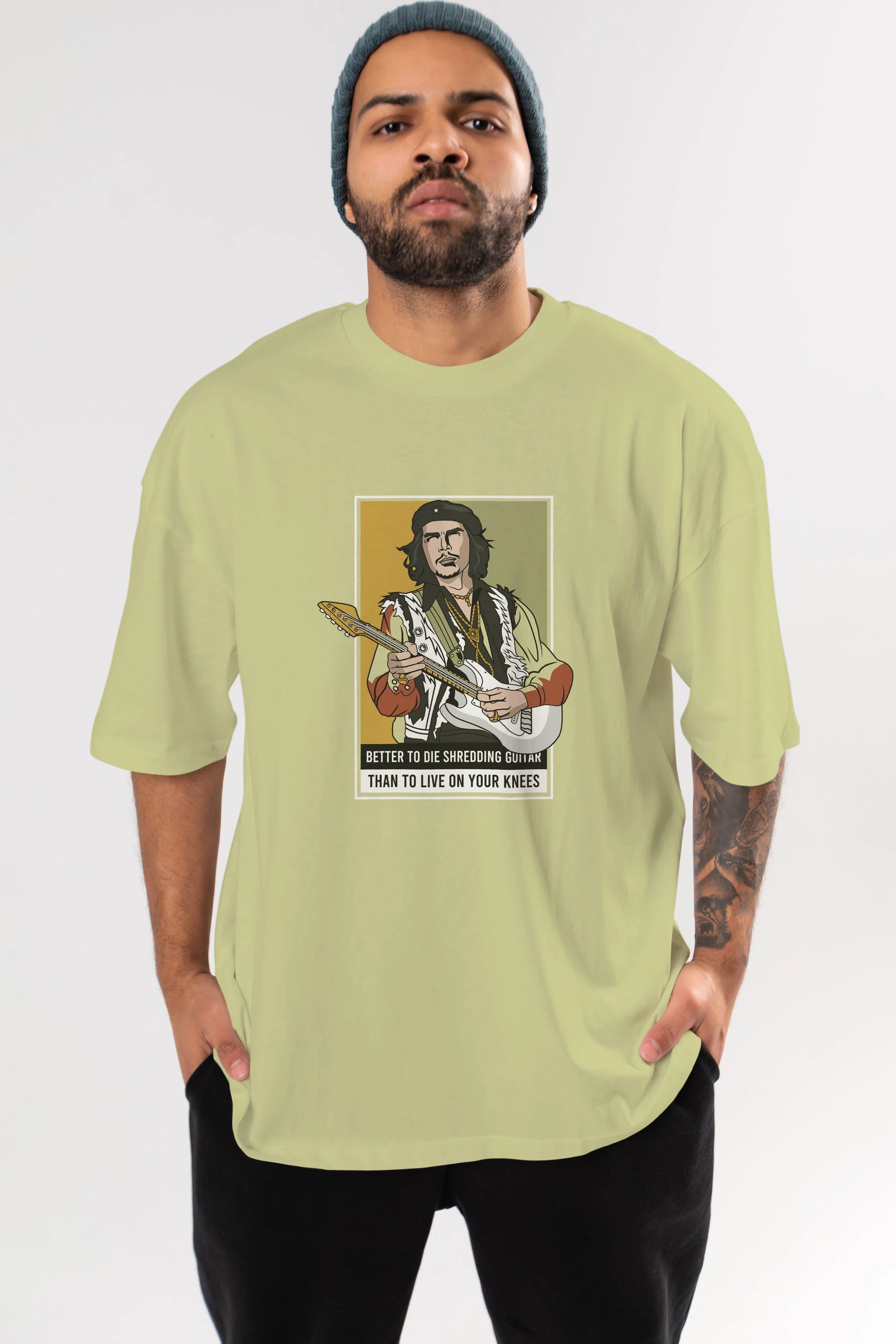 Che Guevara Hendrix Ön Baskılı Oversize t-shirt Erkek Kadın Unisex %100 Pamuk tişort