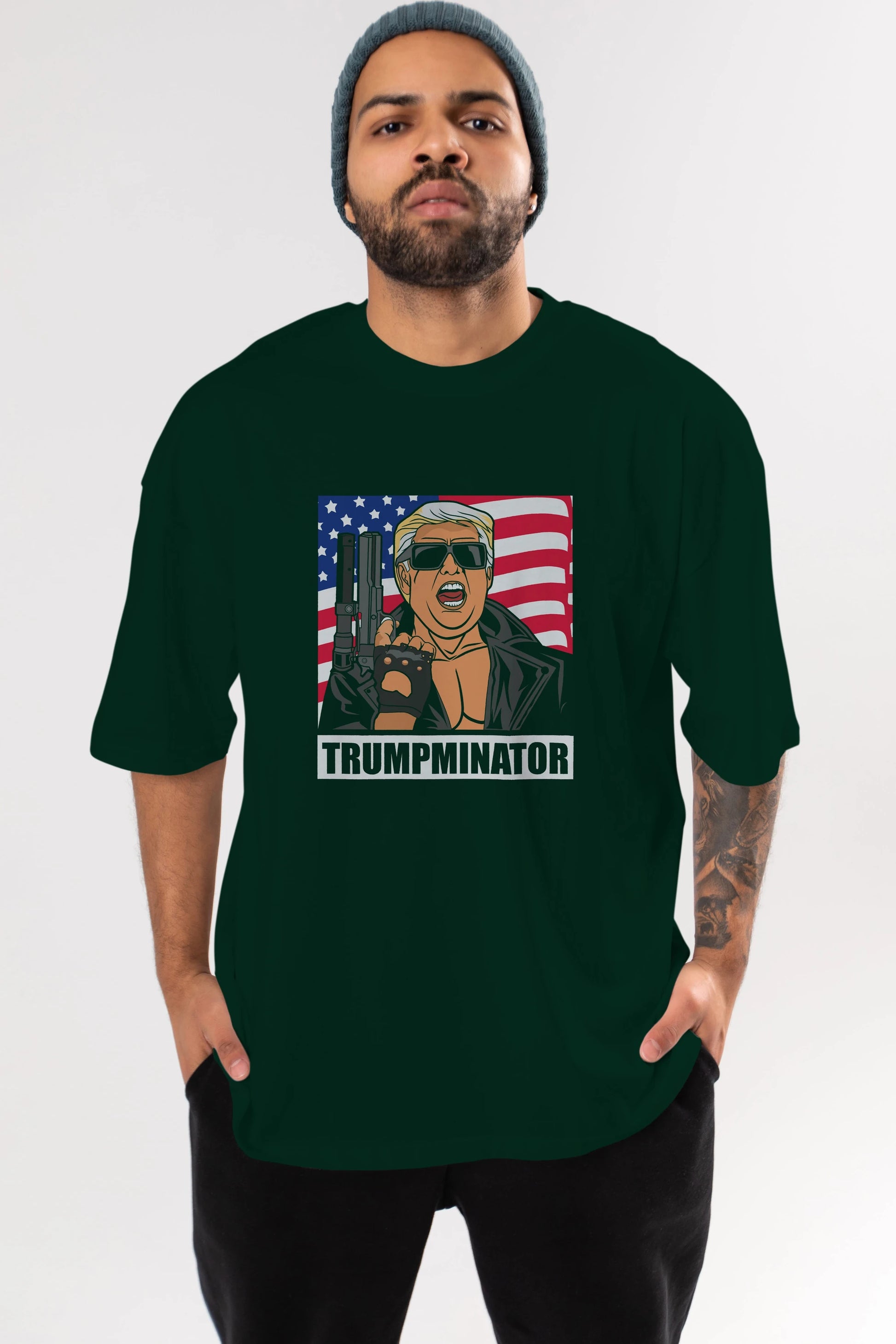 Trumpminator Ön Baskılı Oversize t-shirt Erkek Kadın Unisex %100 Pamuk tişort
