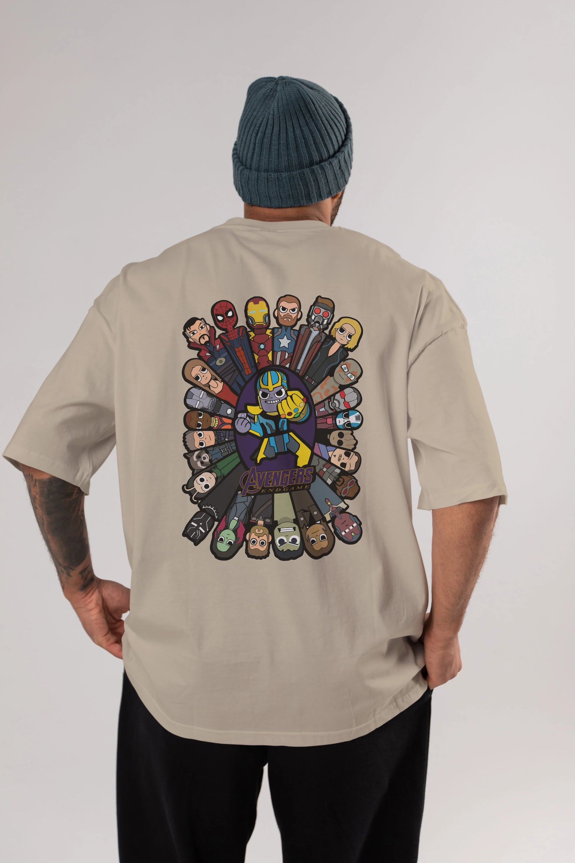 The Avengers (2) Arka Baskılı Oversize t-shirt Erkek Kadın Unisex %100 Pamuk Bisiklet Yaka tişort