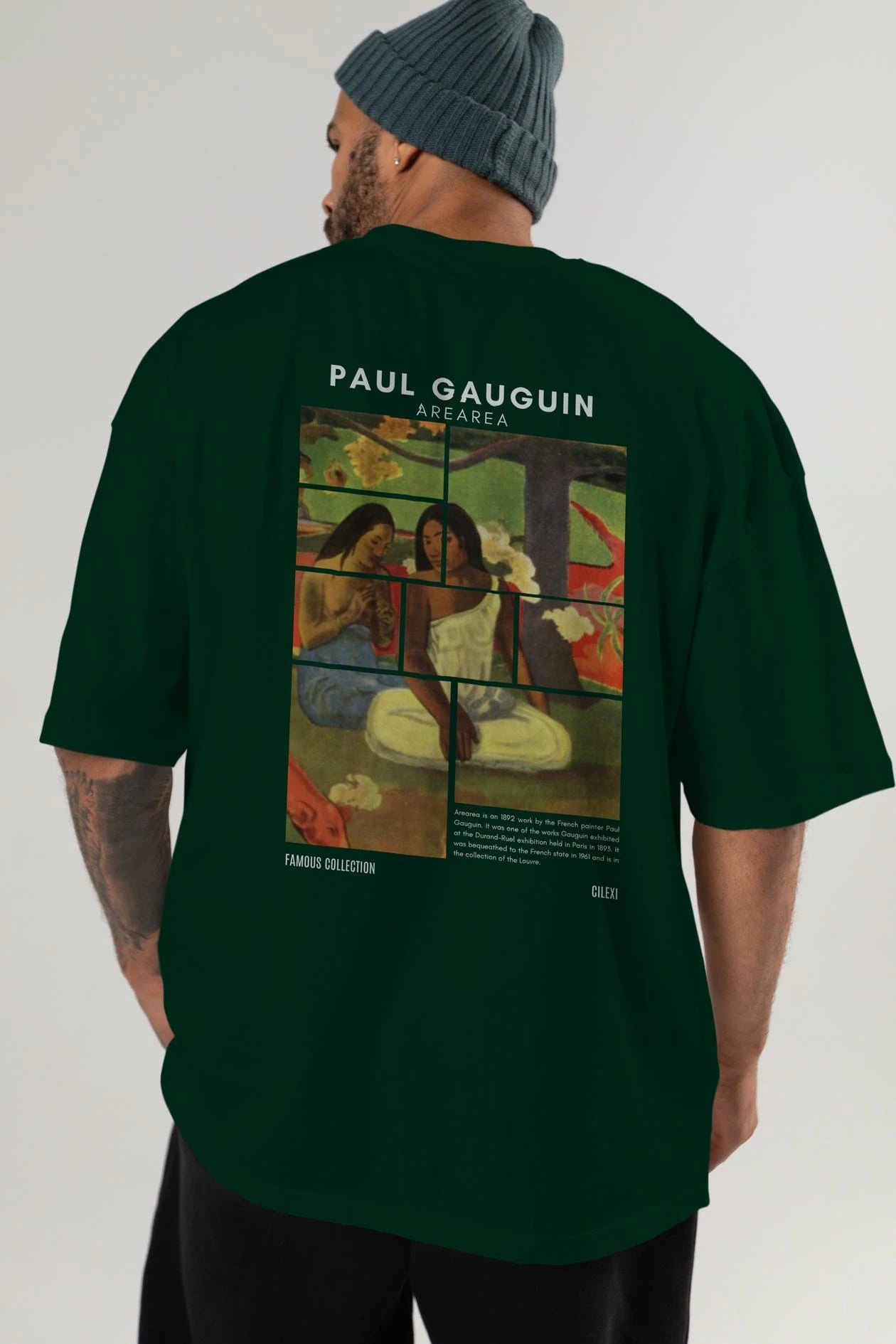 Paul Gauguin Arearea Arka Baskılı Oversize t-shirt Erkek Kadın Bisiklet Yaka Pamuk tişort