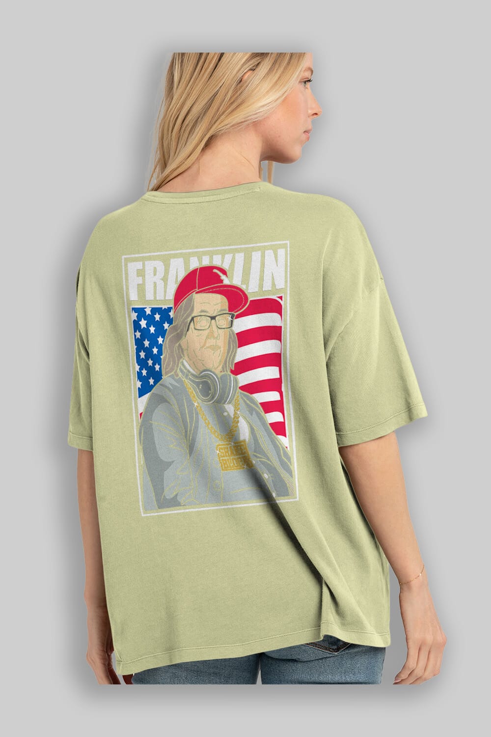 Franklin Rapper Arka Baskılı Oversize t-shirt Erkek Kadın Unisex %100 Pamuk tişort