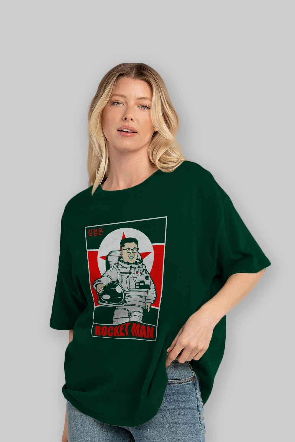 Astronot Kim Ön Baskılı Oversize t-shirt Erkek Kadın Unisex %100 Pamuk tişort