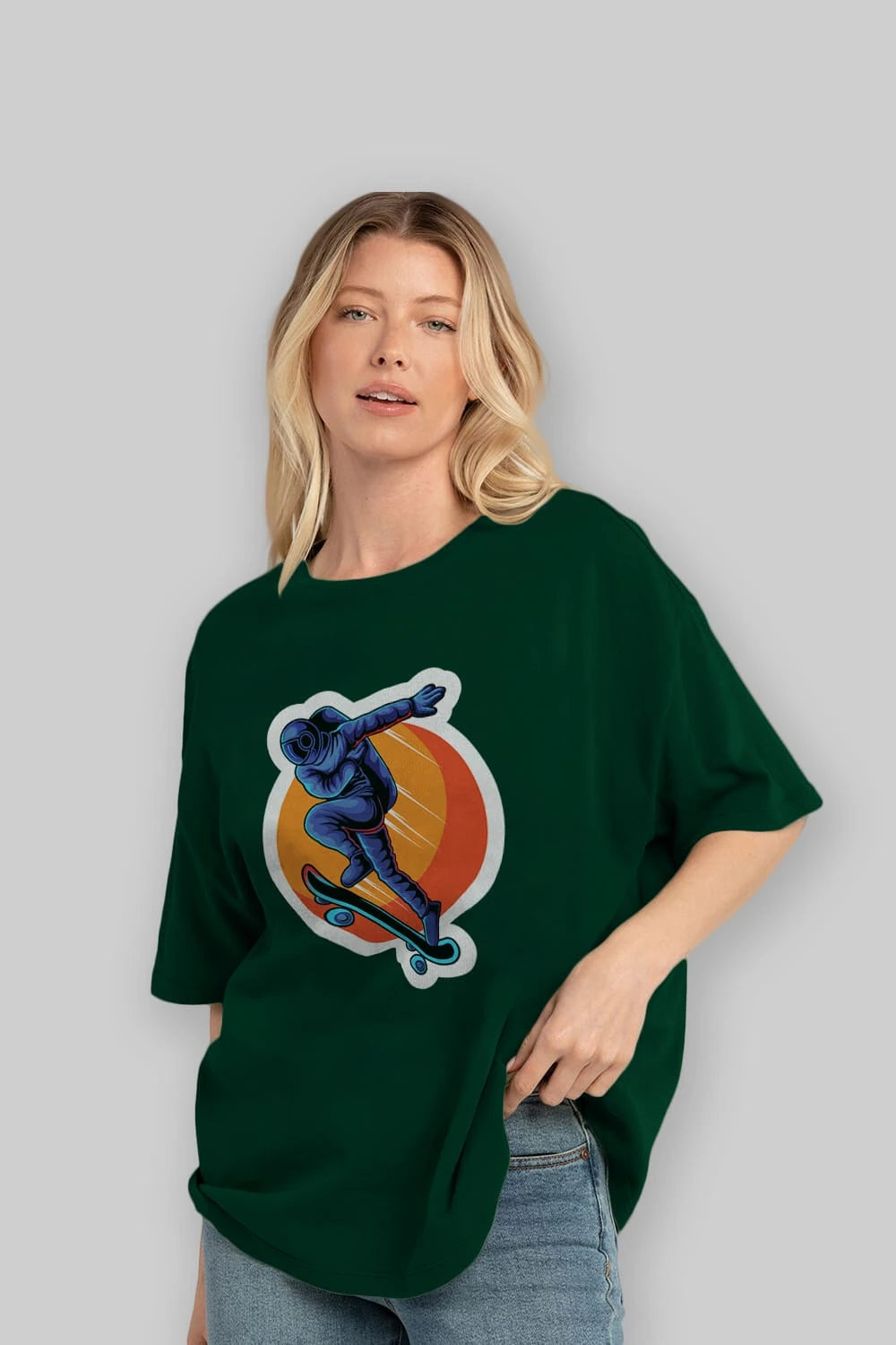 Astroskate Run Sticker Ön Baskılı Oversize t-shirt Erkek Kadın Unisex
