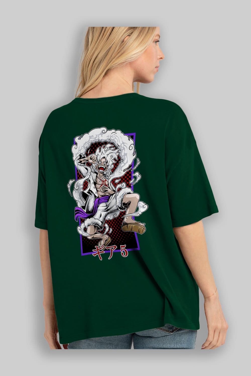 LUFFY GEAR 5 RECUADRO Anime Arka Baskılı Oversize t-shirt Erkek Kadın Unisex
