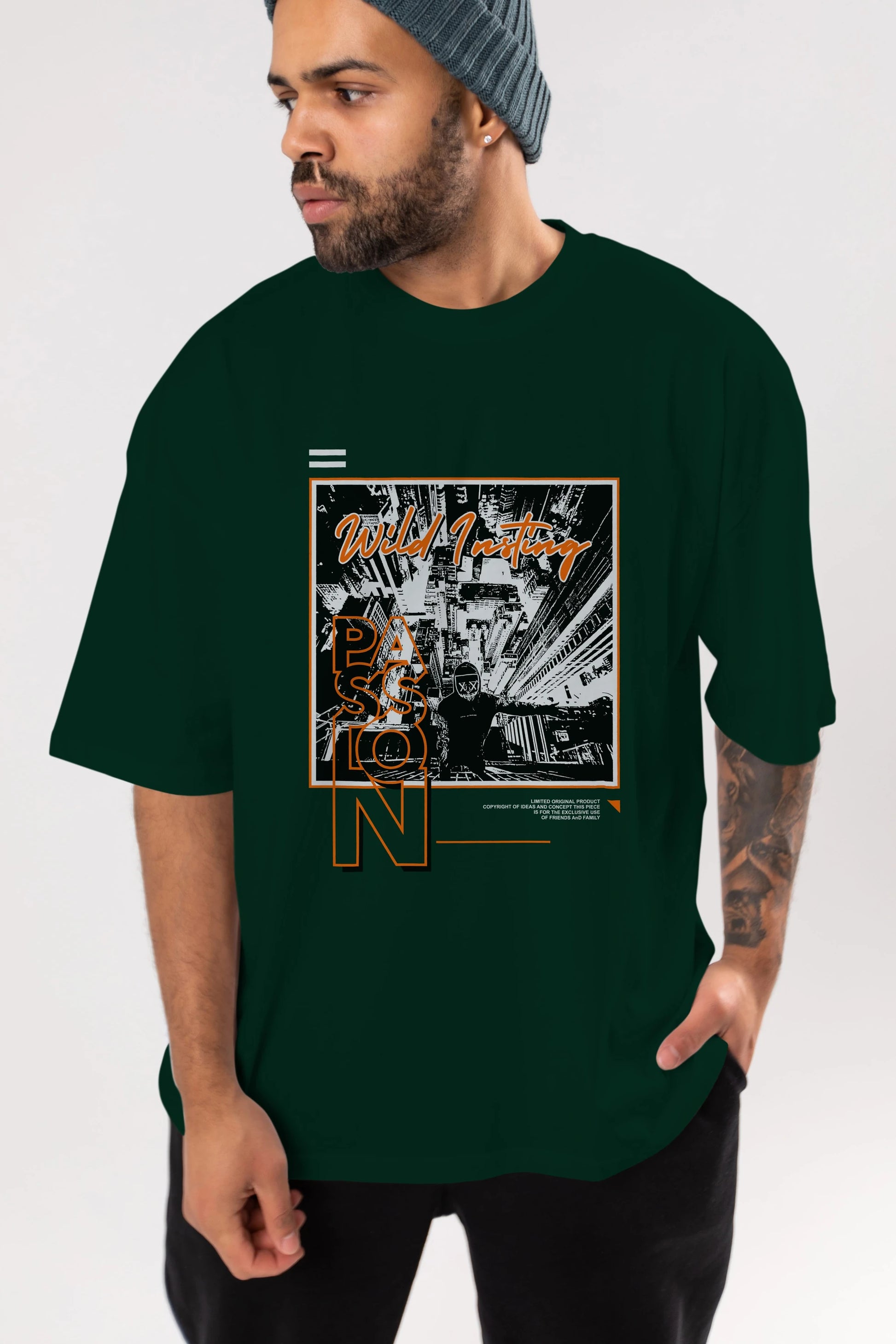 Wild Passion Ön Baskılı Oversize t-shirt Erkek Kadın Unisex