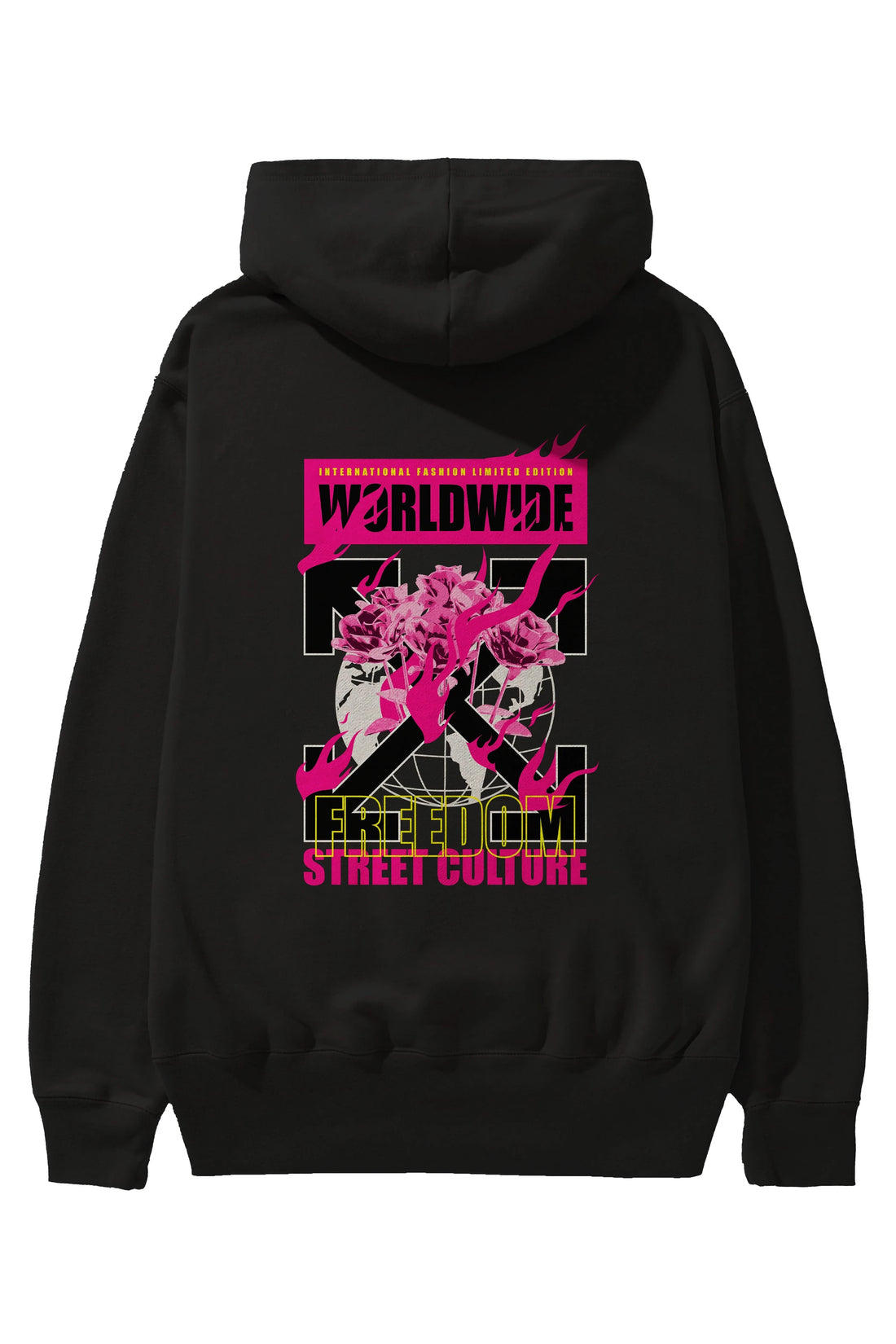 Freedom Street Culture Arka Baskılı Hoodie Oversize Kapüşonlu Sweatshirt Erkek Kadın Unisex