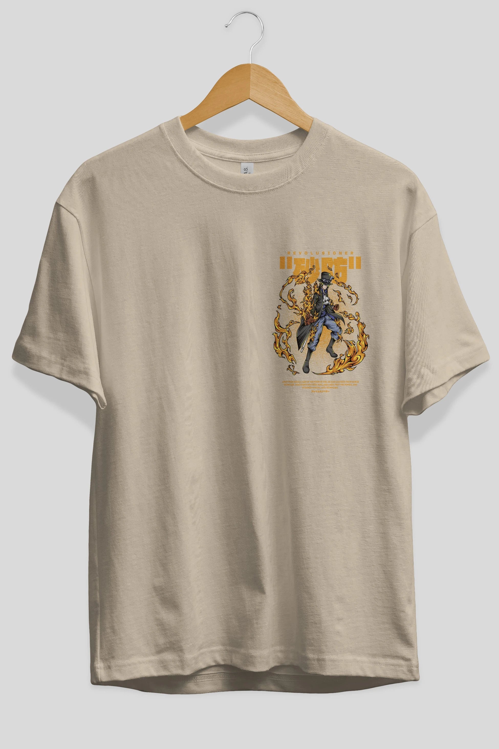 Revolusioner Sabo Ön Sol Baskılı Oversize t-shirt Erkek Kadın Unisex %100 Pamuk Bisiklet Yaka tişort