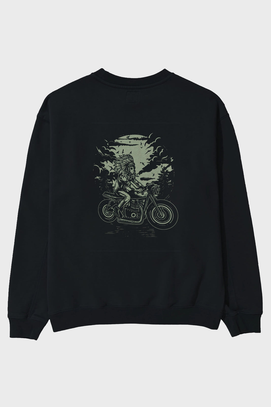 Indian Chief Rider Arka Baskılı Oversize Sweatshirt Erkek Kadın Unisex