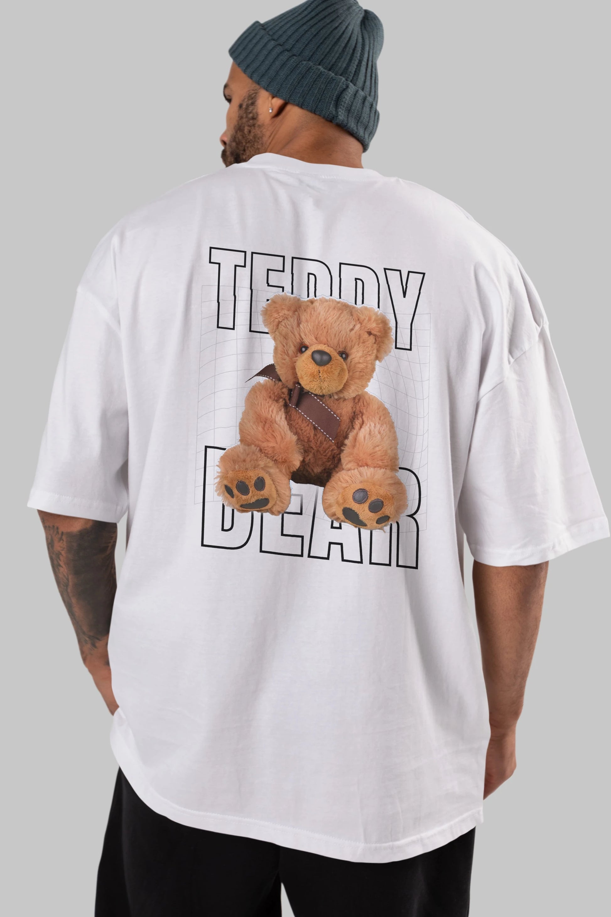 Teddy Bear Yazılı Arka Baskılı Oversize t-shirt Erkek Kadın Unisex