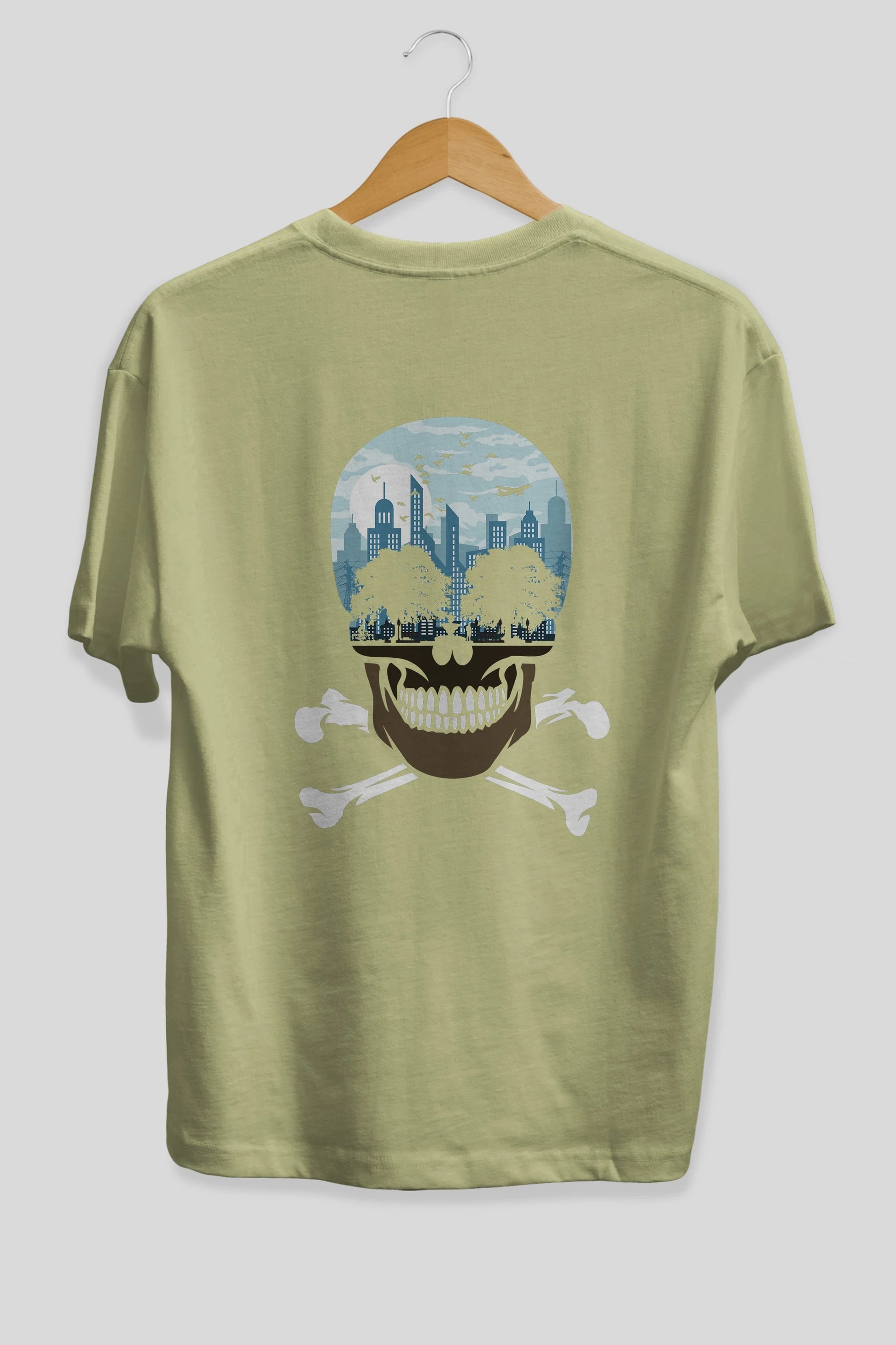 Death City Arka Baskılı Oversize t-shirt %100 pamuk Erkek Kadın Unisex
