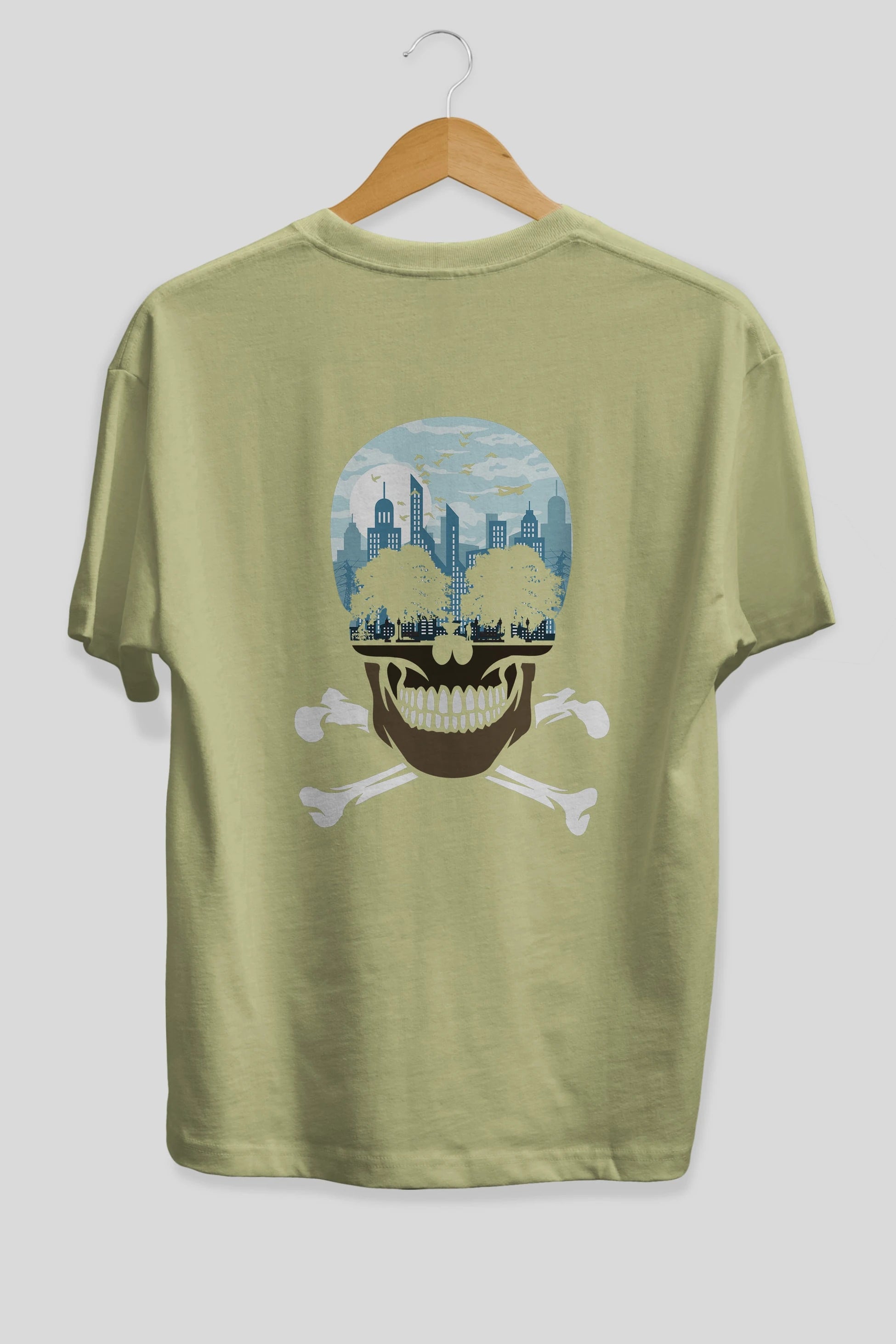 Death City Arka Baskılı Oversize t-shirt %100 pamuk Erkek Kadın Unisex