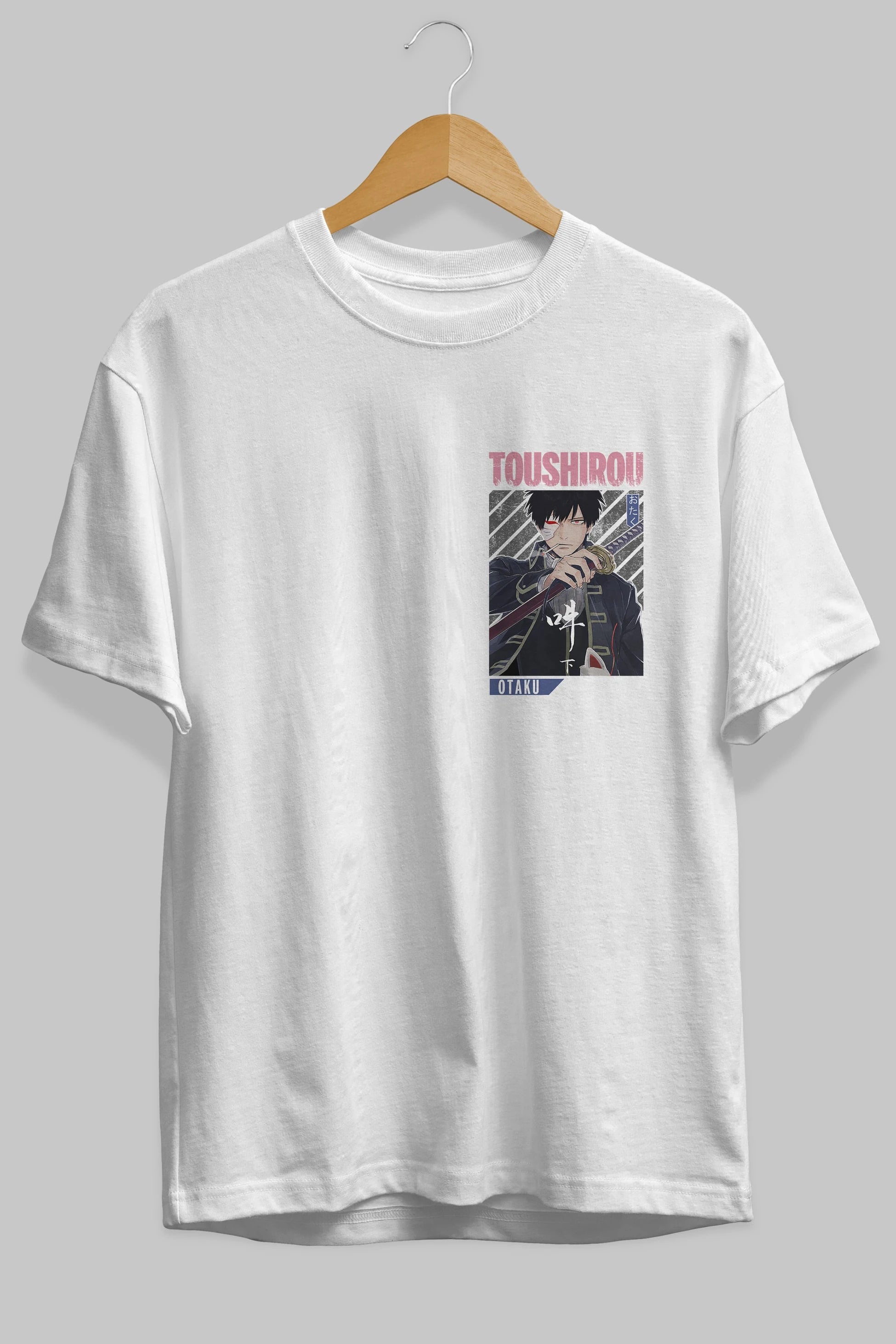 Toushirou Hijikata 1 Ön Sol Baskılı Oversize t-shirt Erkek Kadın Unisex %100 Pamuk Bisiklet Yaka tişort