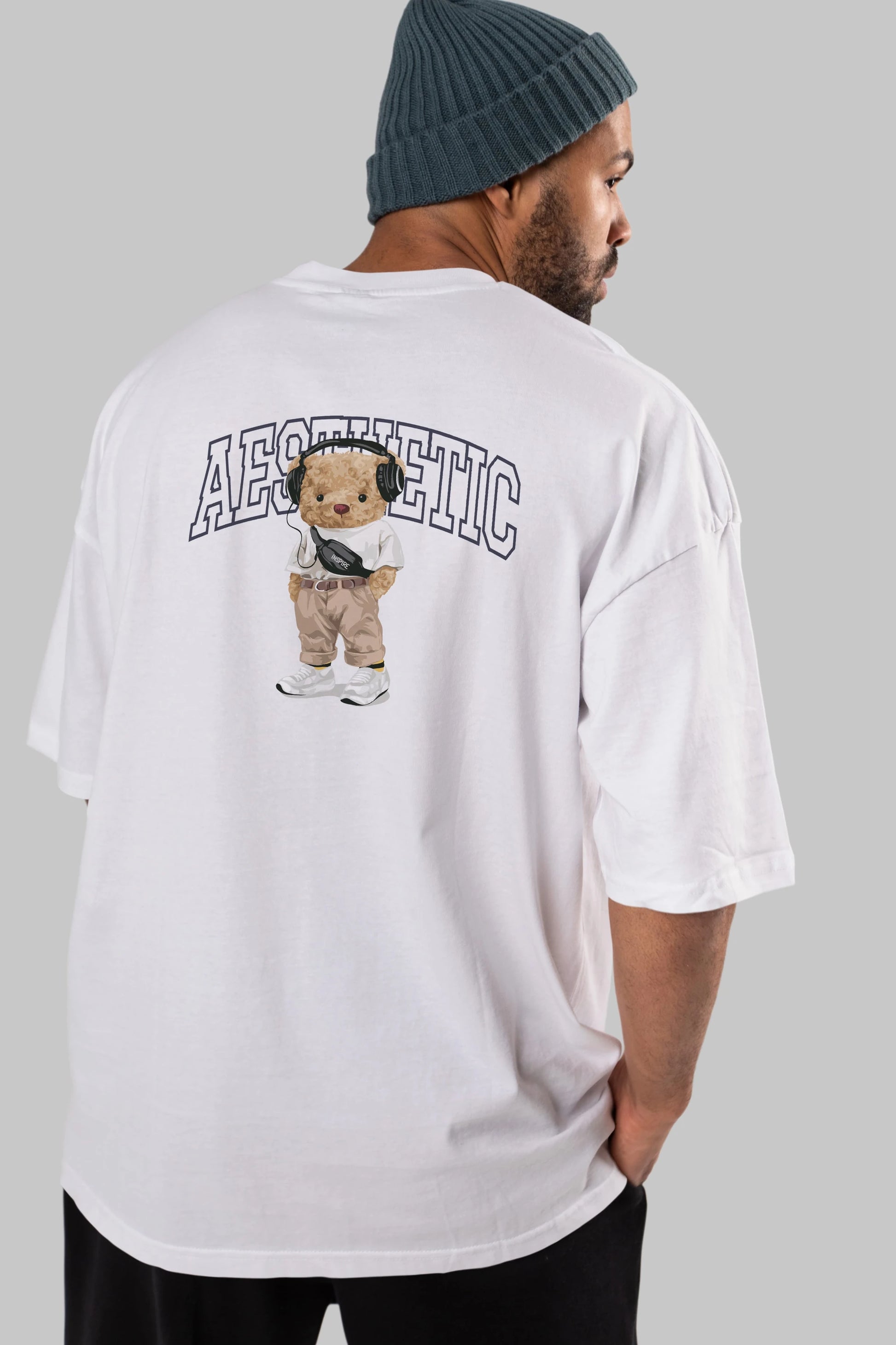 Teddy Bear Aesthetıc Arka Baskılı Oversize t-shirt Erkek Kadın Unisex %100 Pamuk